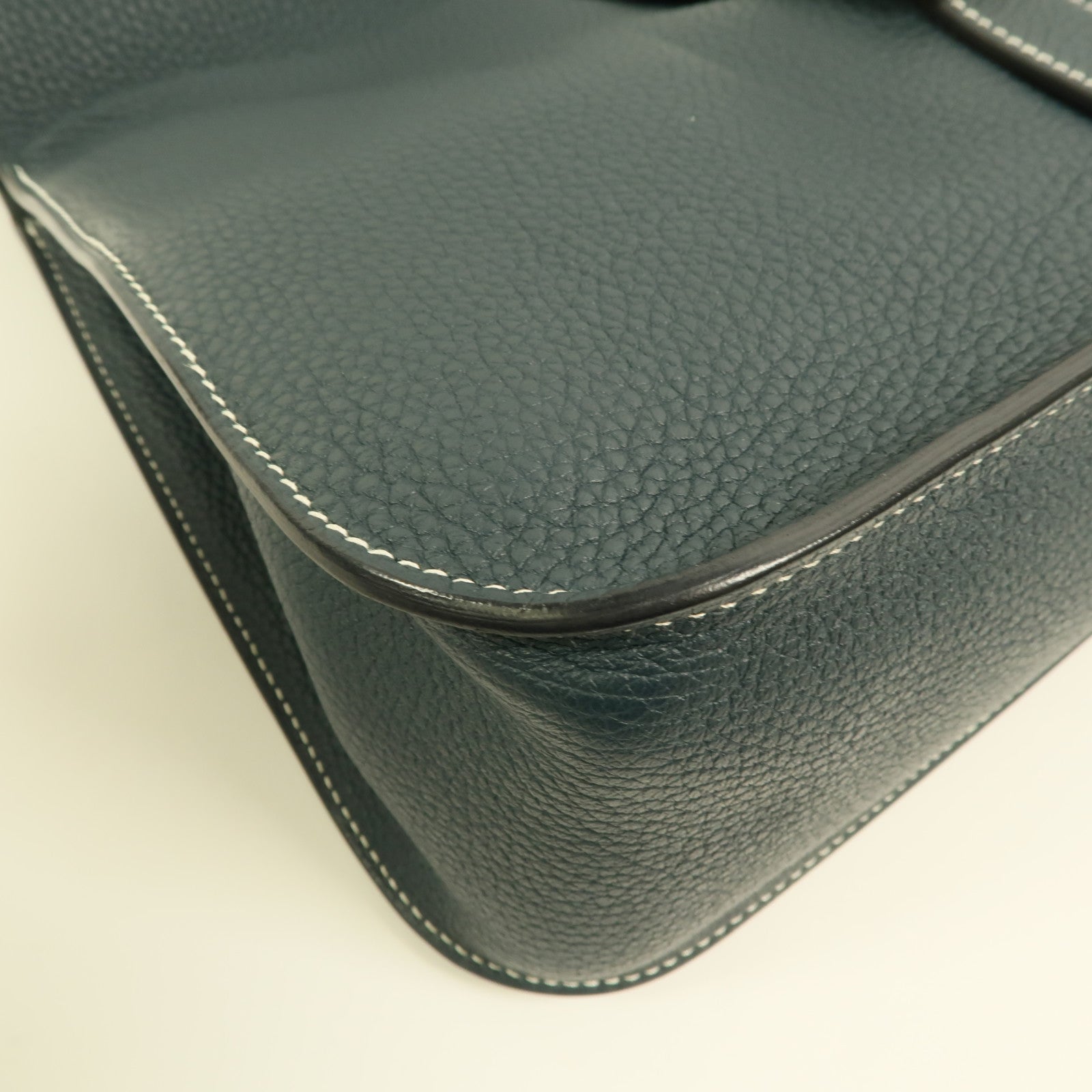 HERMES Clemence皮革Halzan 31手挽肩背兩用袋Vert Cypres