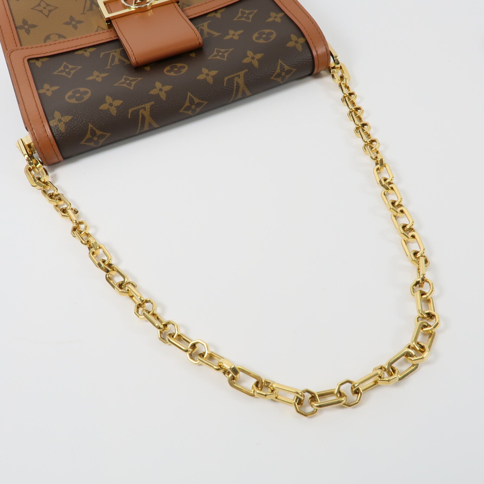 LOUIS VUITTON Monogram Reverse Dauphine MM鏈帶手挽肩背兩用袋