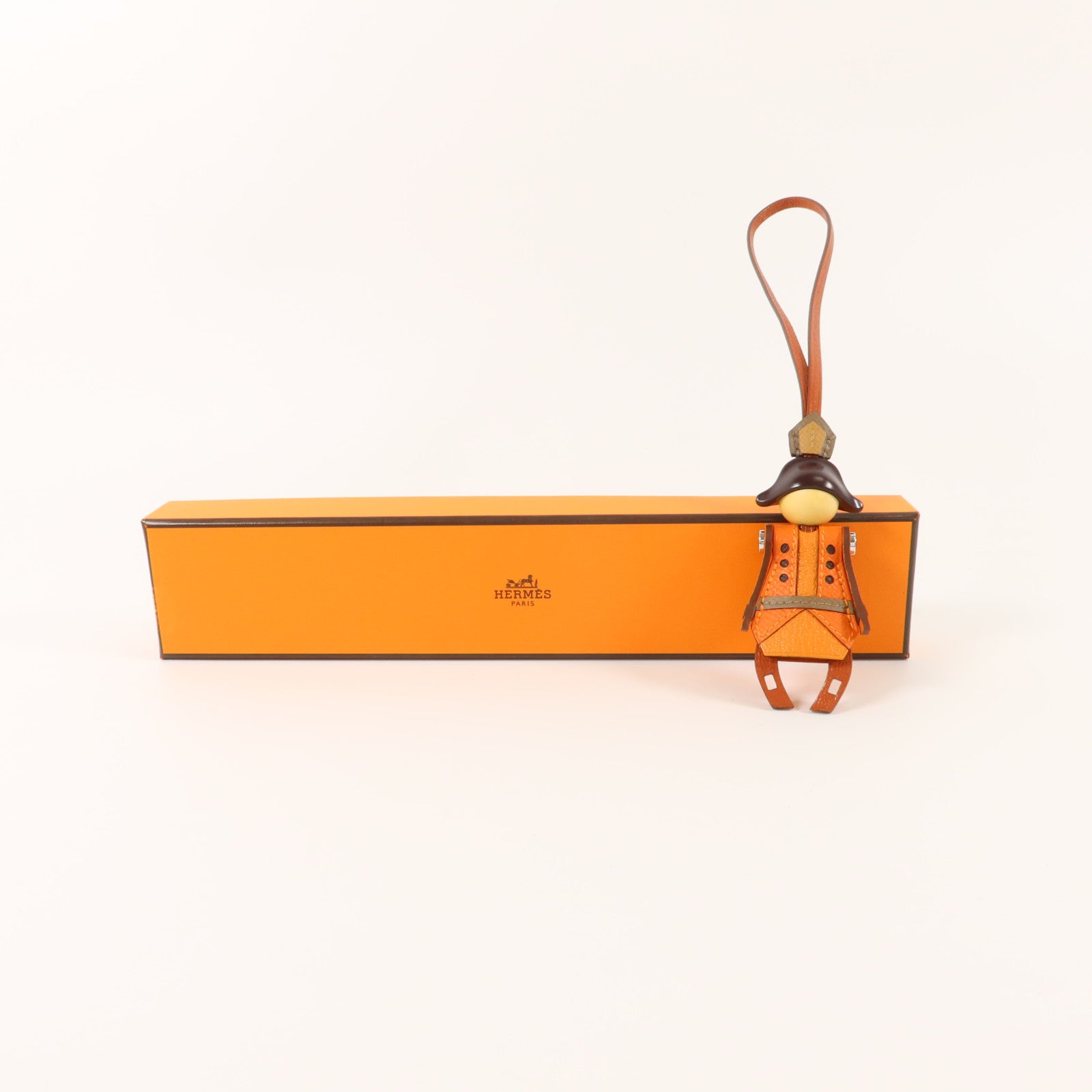 HERMES Epsom皮革/Mysore皮革Artificier Charm掛飾Cuivre/Feu/Orange