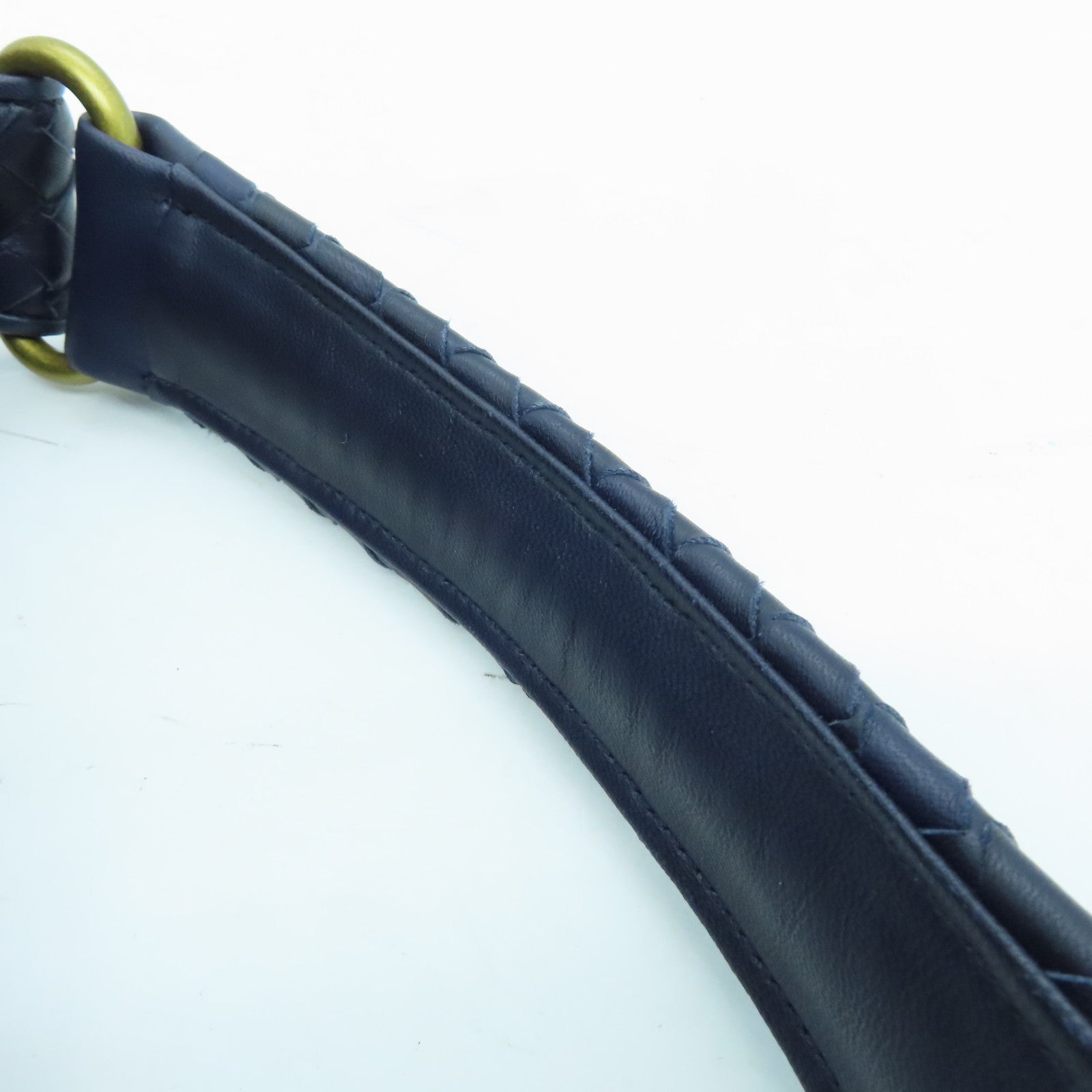 BOTTEGA VENETA Leather Hand Bag Gold Buckle Blue/Black