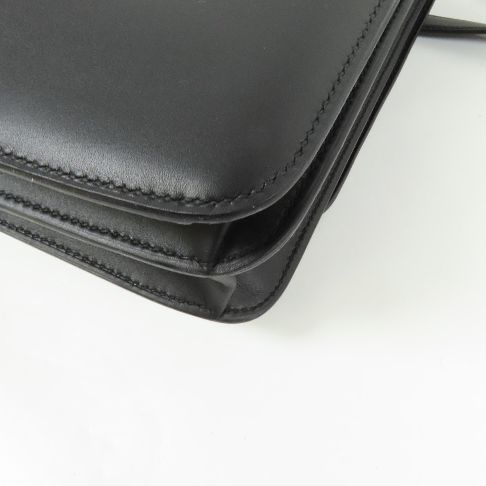 HERMES Box Calf皮革2002 26金扣肩背袋Noir