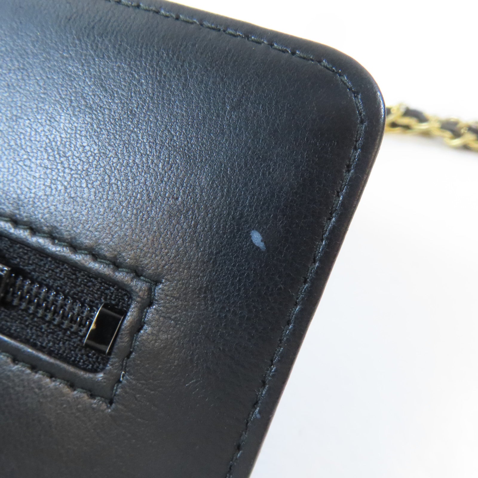 CHANEL 菱格皮革Boy Chanel Wallet On Chain金扣鏈帶肩背袋黑色