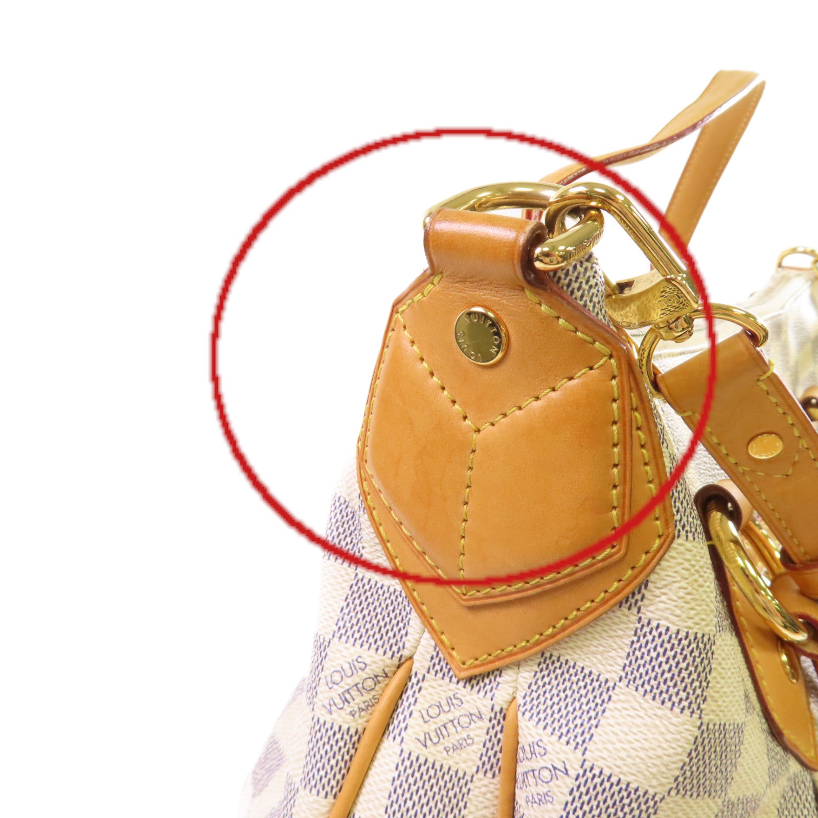 LOUIS VUITTON Damier Azur Evora MM金扣肩背袋米白色