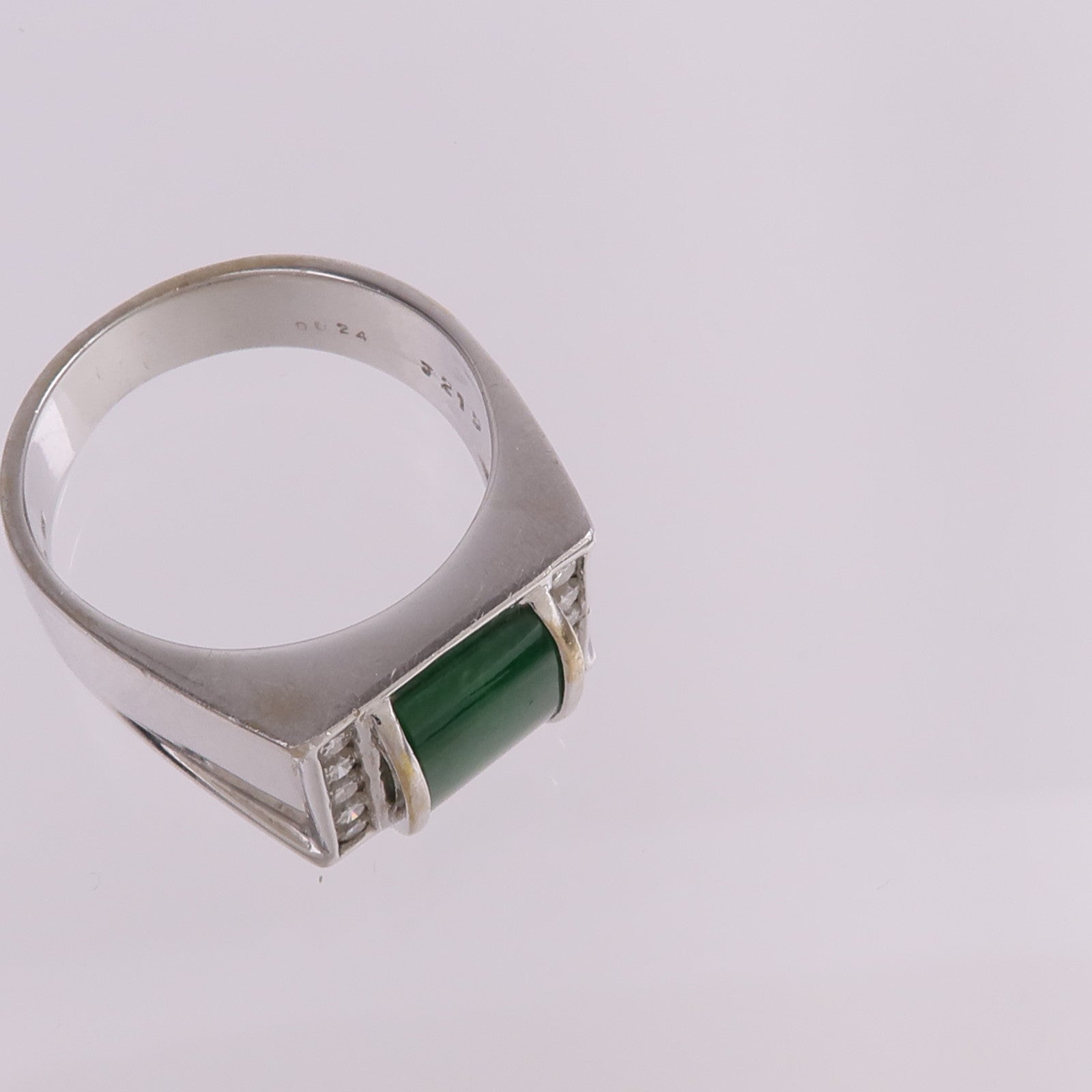 JEWELRY 18K白金Jade Diamond Ring翡翠/鑽石戒指US#9.25