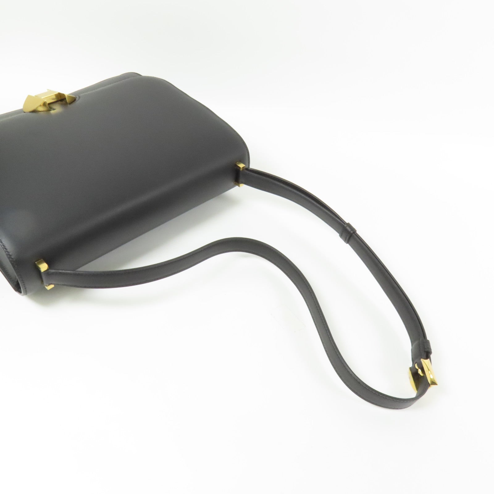 HERMES Box Calf皮革2002 26金扣肩背袋Noir