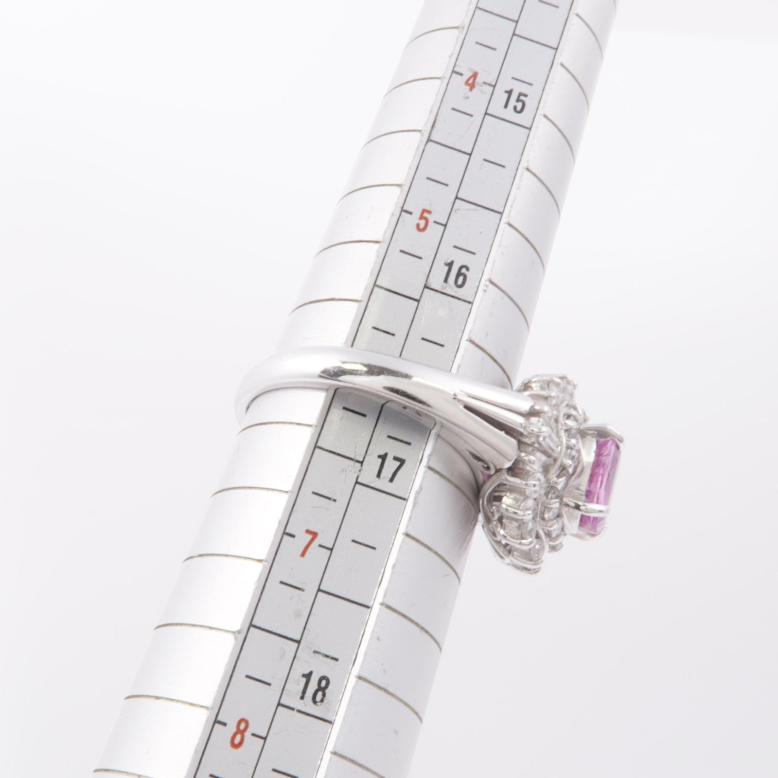 JEWELRY 【激減優惠】PT850鉑金Pink Sapphire/Diamond Ring粉紅藍寶石/鑽石戒指US#6