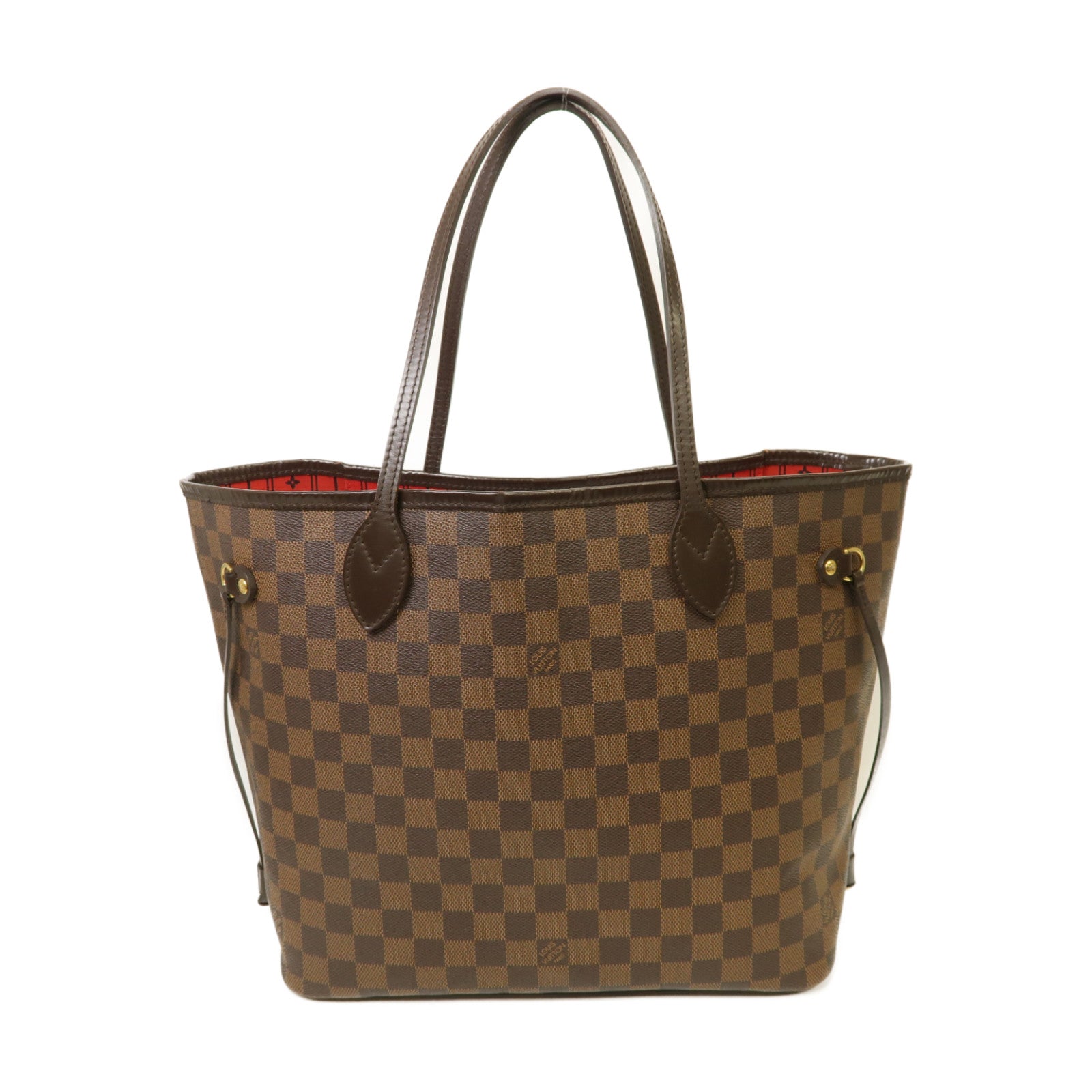 LOUIS VUITTON 【激減優惠】Damier Neverfull MM金扣手挽袋啡色