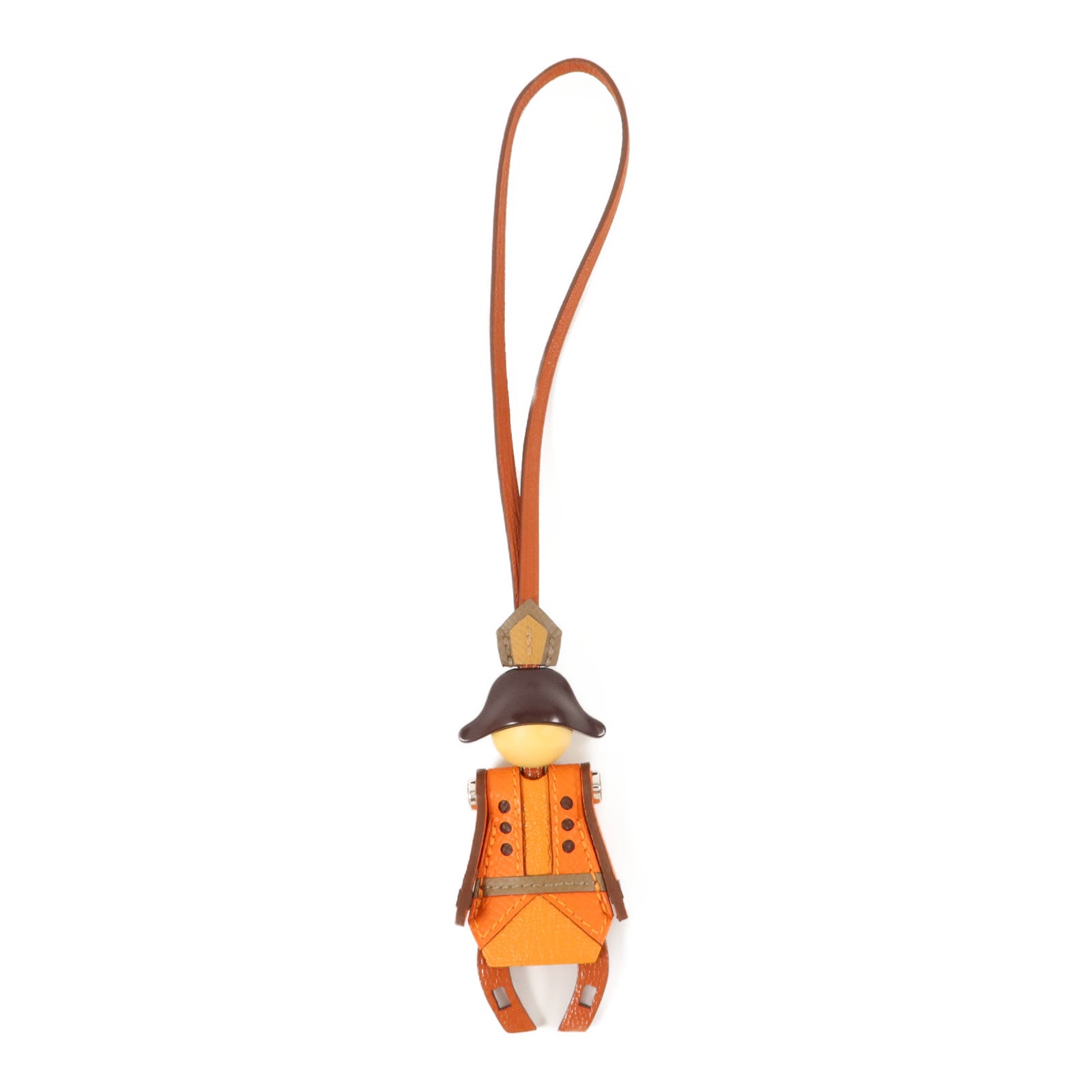 HERMES Epsom皮革/Mysore皮革Artificier Charm掛飾Cuivre/Feu/Orange