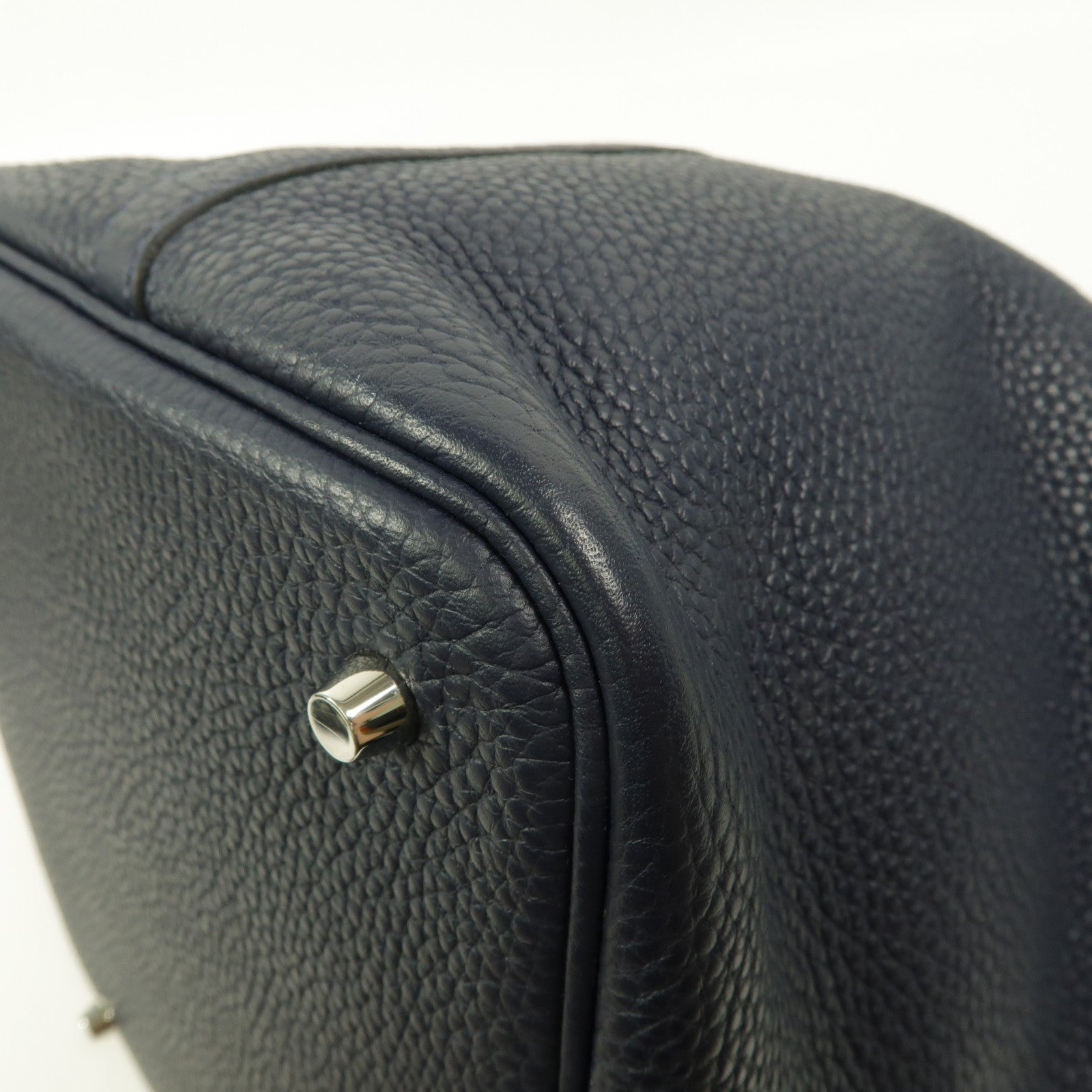 HERMES Clemence皮革Picotin MM手挽袋Bleu Nuit