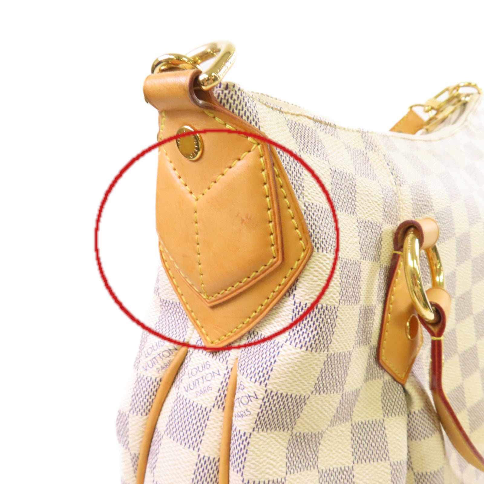 LOUIS VUITTON Damier Azur Evora MM金扣肩背袋米白色
