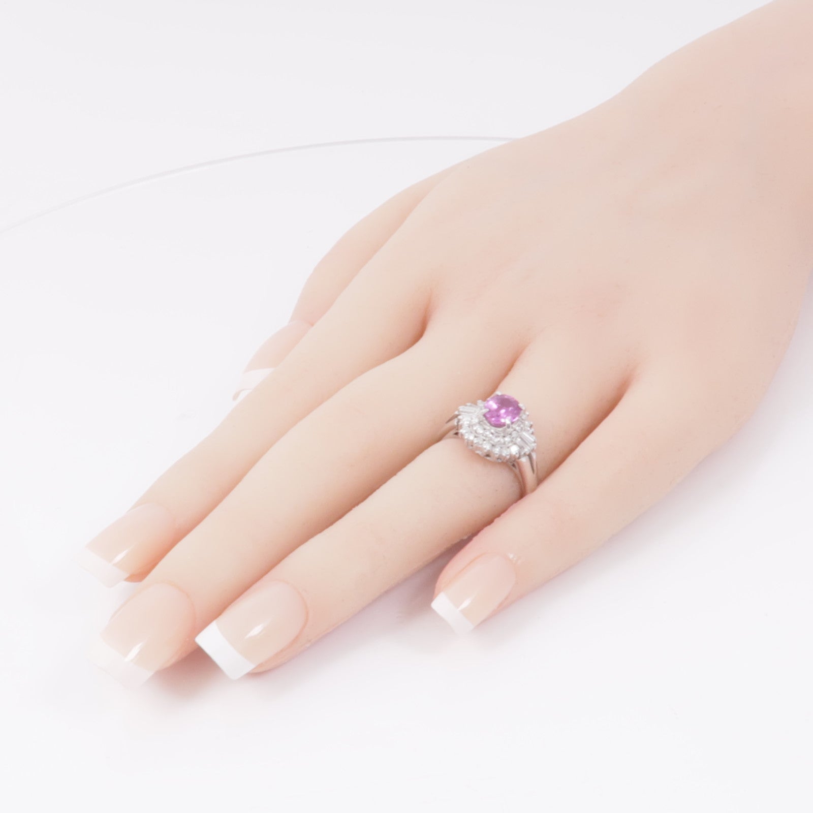 JEWELRY PT850鉑金Pink Sapphire/Diamond Ring粉紅藍寶石/鑽石戒指US#6