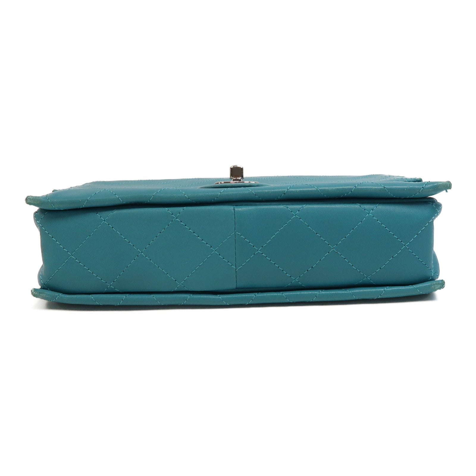CHANEL 【激減優惠】菱格羊皮皮革Shoulder Bag銀扣鏈帶肩背袋綠色