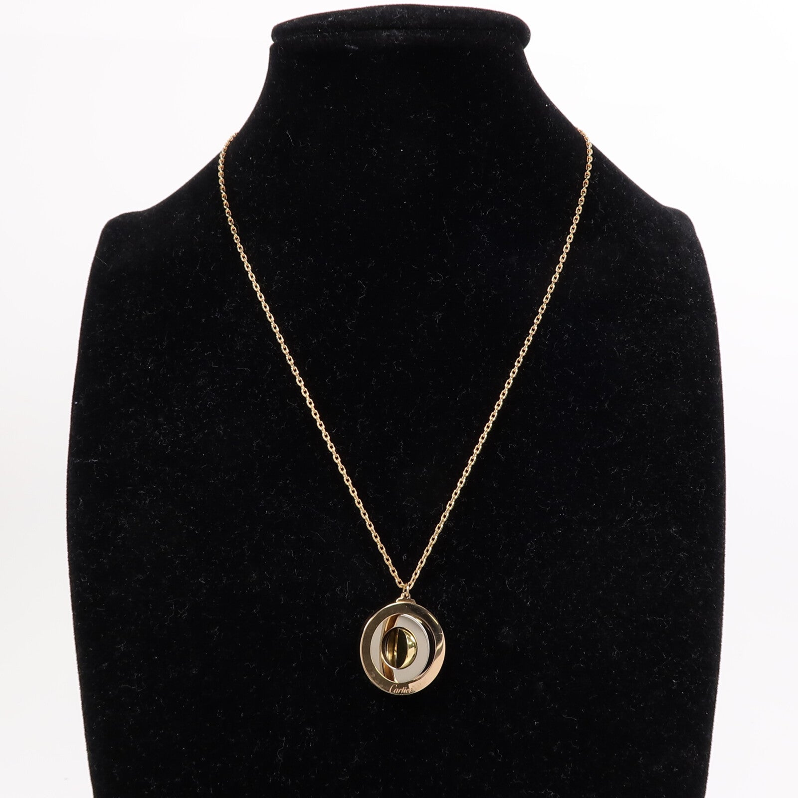 CARTIER 18K黃金/白金/玫瑰金Cirular Spinning Pendent項鍊