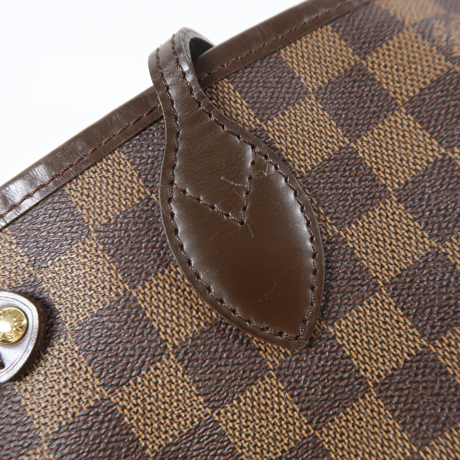 LOUIS VUITTON Damier Neverfull PM金扣手挽袋啡色