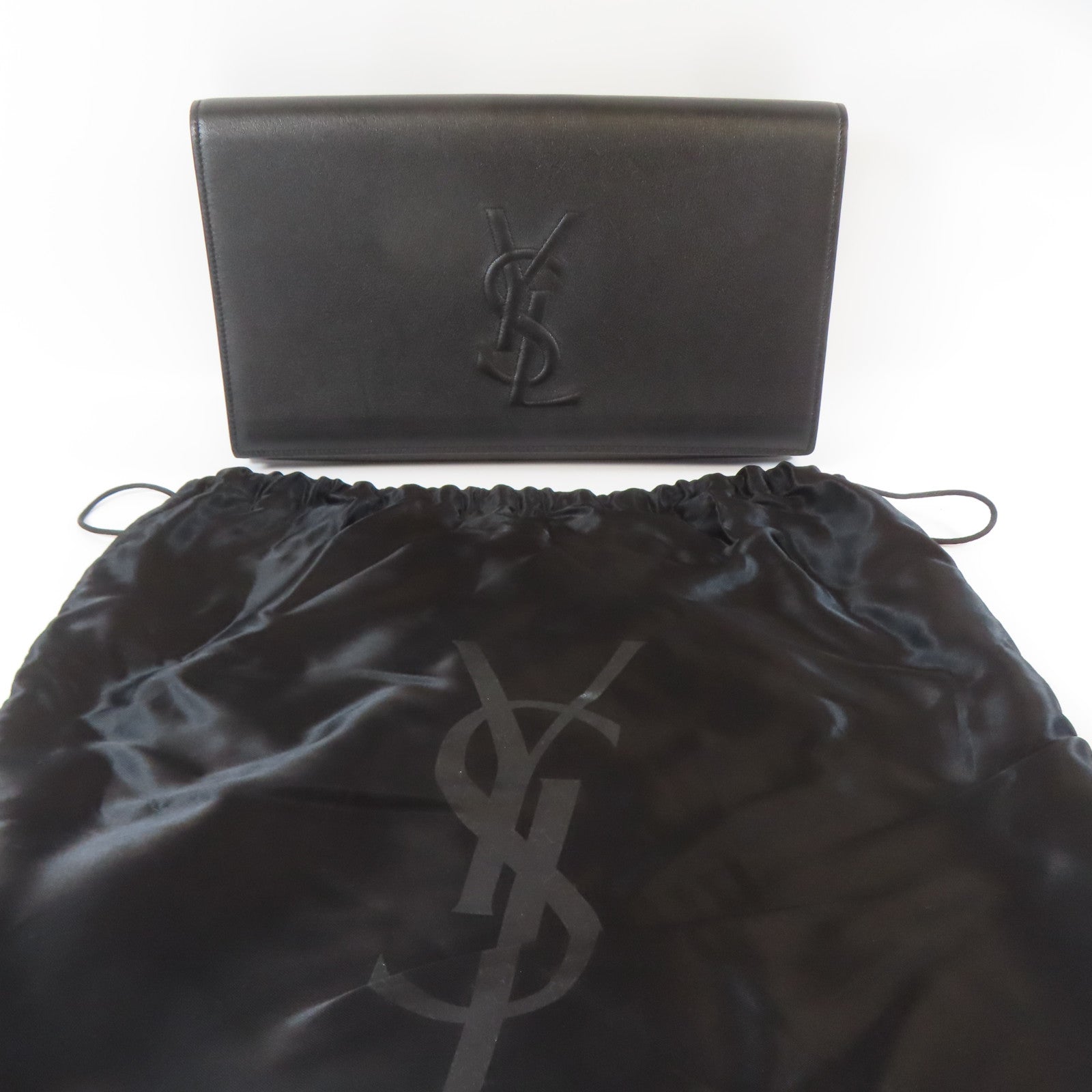 SAINT LAURENT 牛皮皮革Cult金扣手拿包黑色