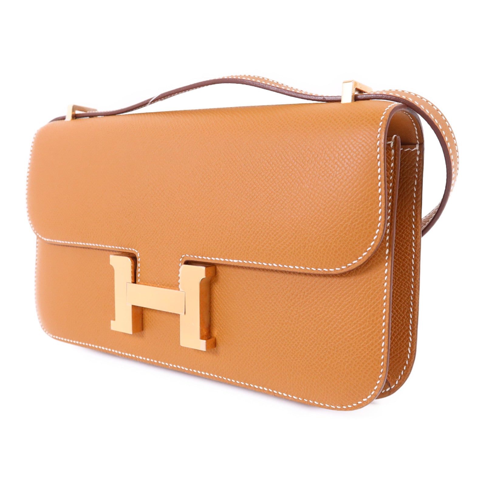HERMES Epsom皮革Constance Elan金扣肩背袋Gold