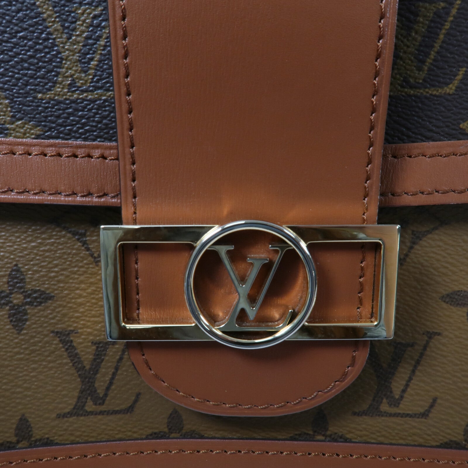 LOUIS VUITTON Monogram Reverse Dauphine MM鏈帶手挽肩背兩用袋