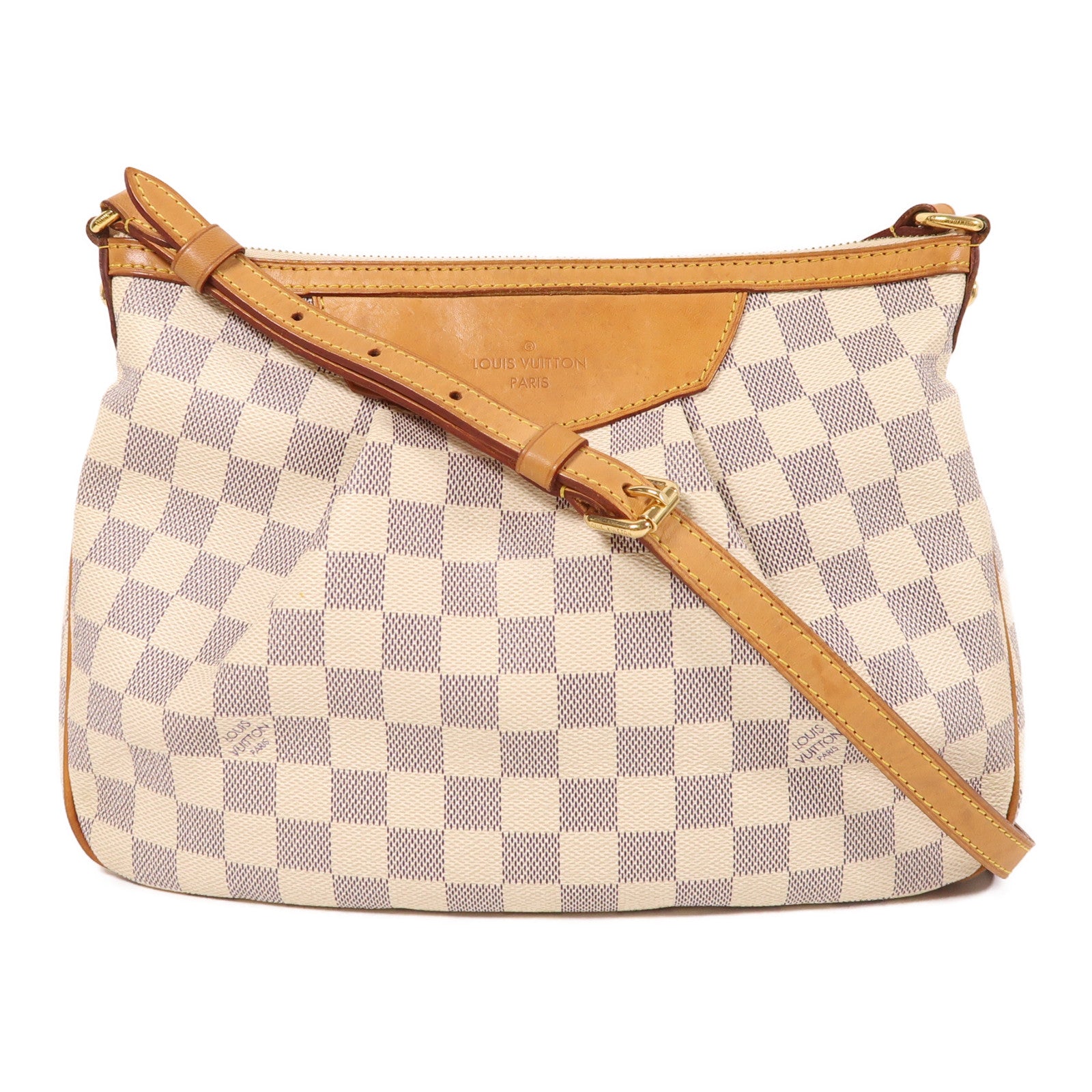 LOUIS VUITTON Damier Azur Siracusa金扣肩背袋