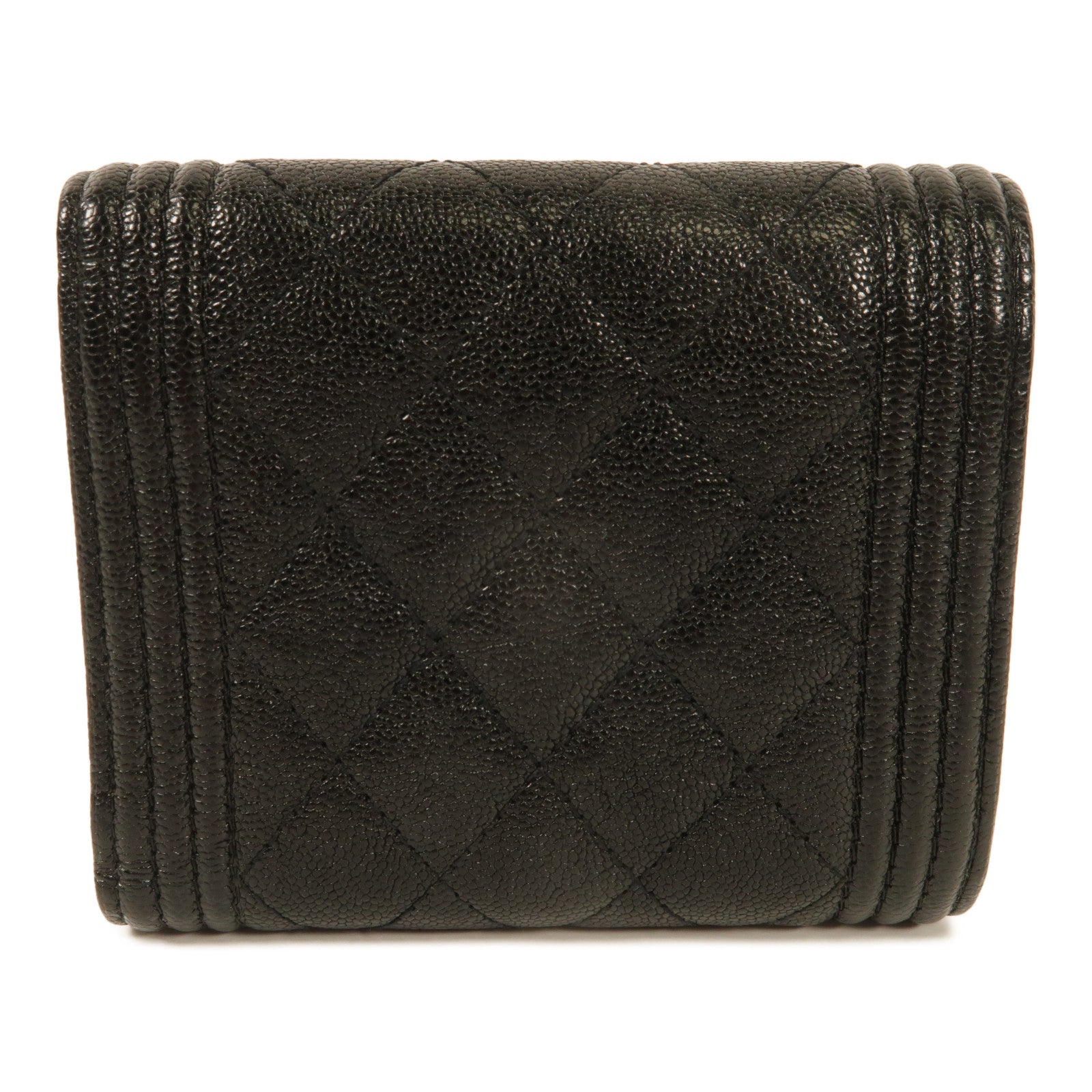 CHANEL 牛皮皮革Boy Wallet金扣錢包