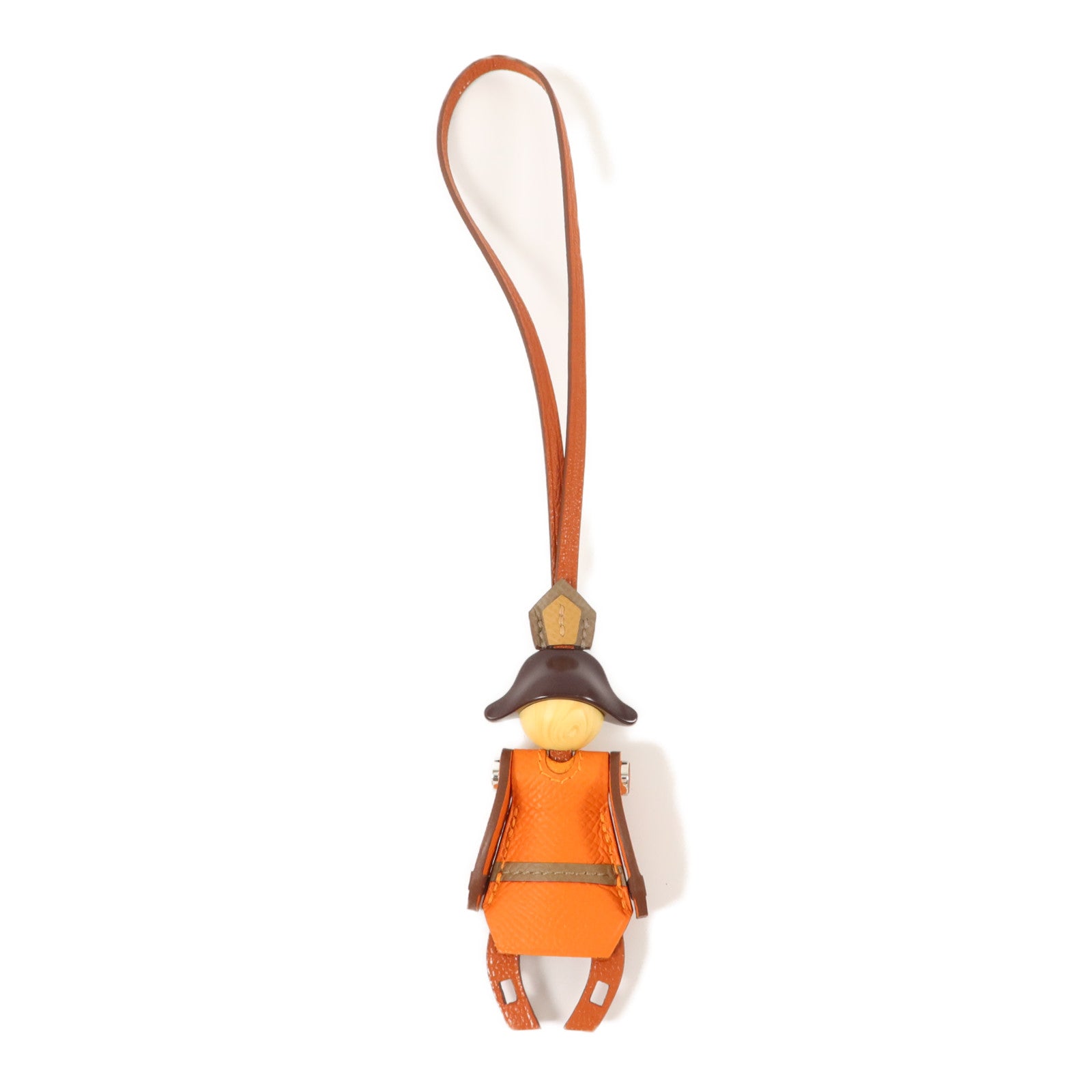 HERMES Epsom皮革/Mysore皮革Artificier Charm掛飾Cuivre/Feu/Orange