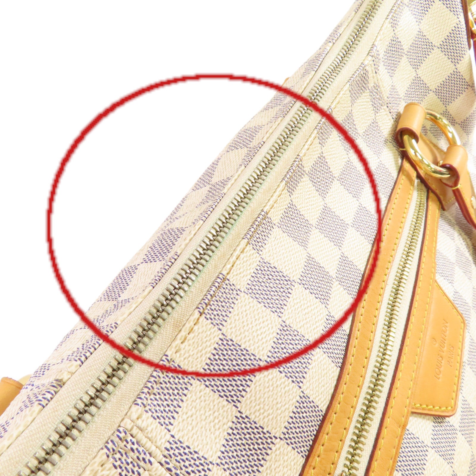 LOUIS VUITTON Damier Azur Evora MM金扣肩背袋米白色