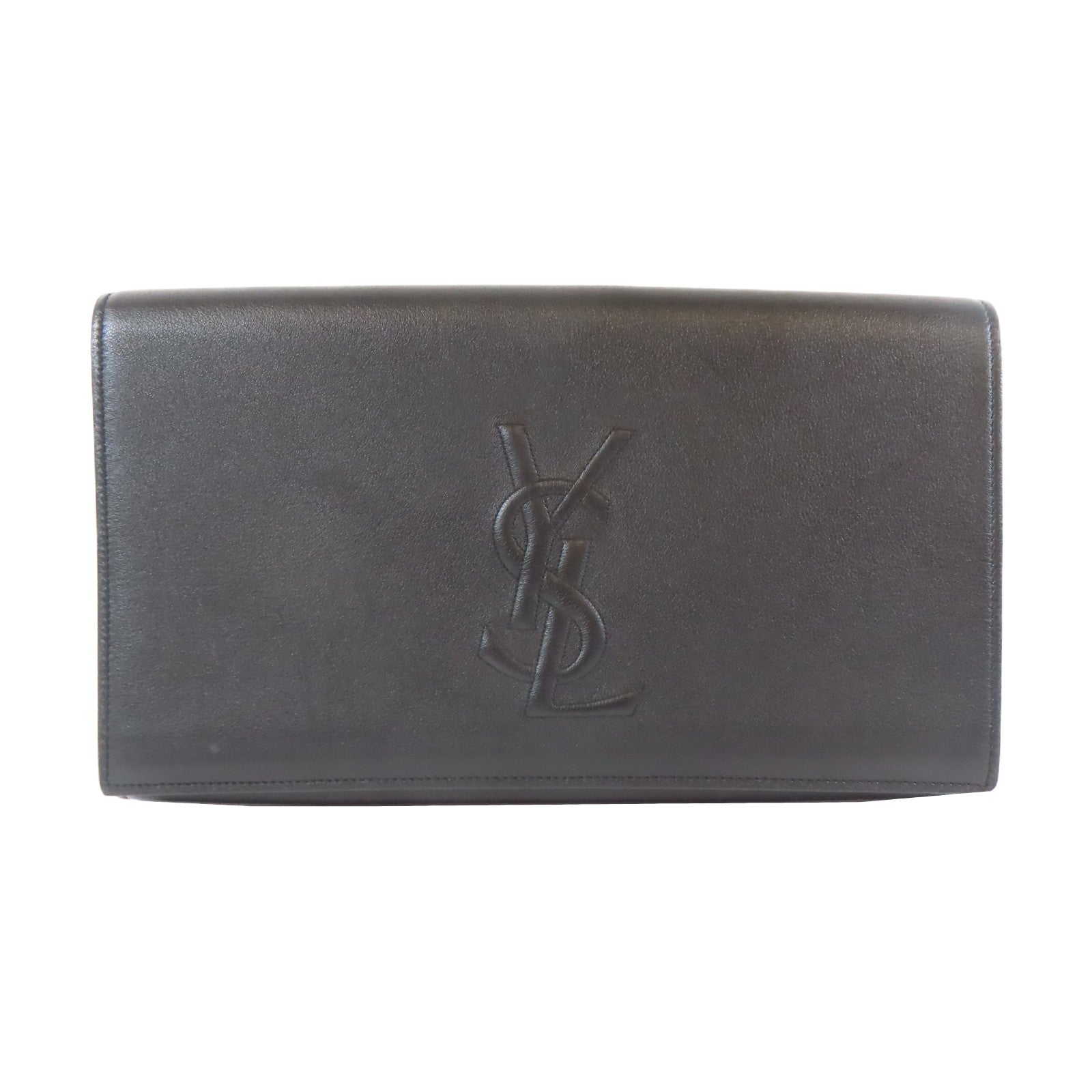 SAINT LAURENT 牛皮皮革Cult金扣手拿包黑色