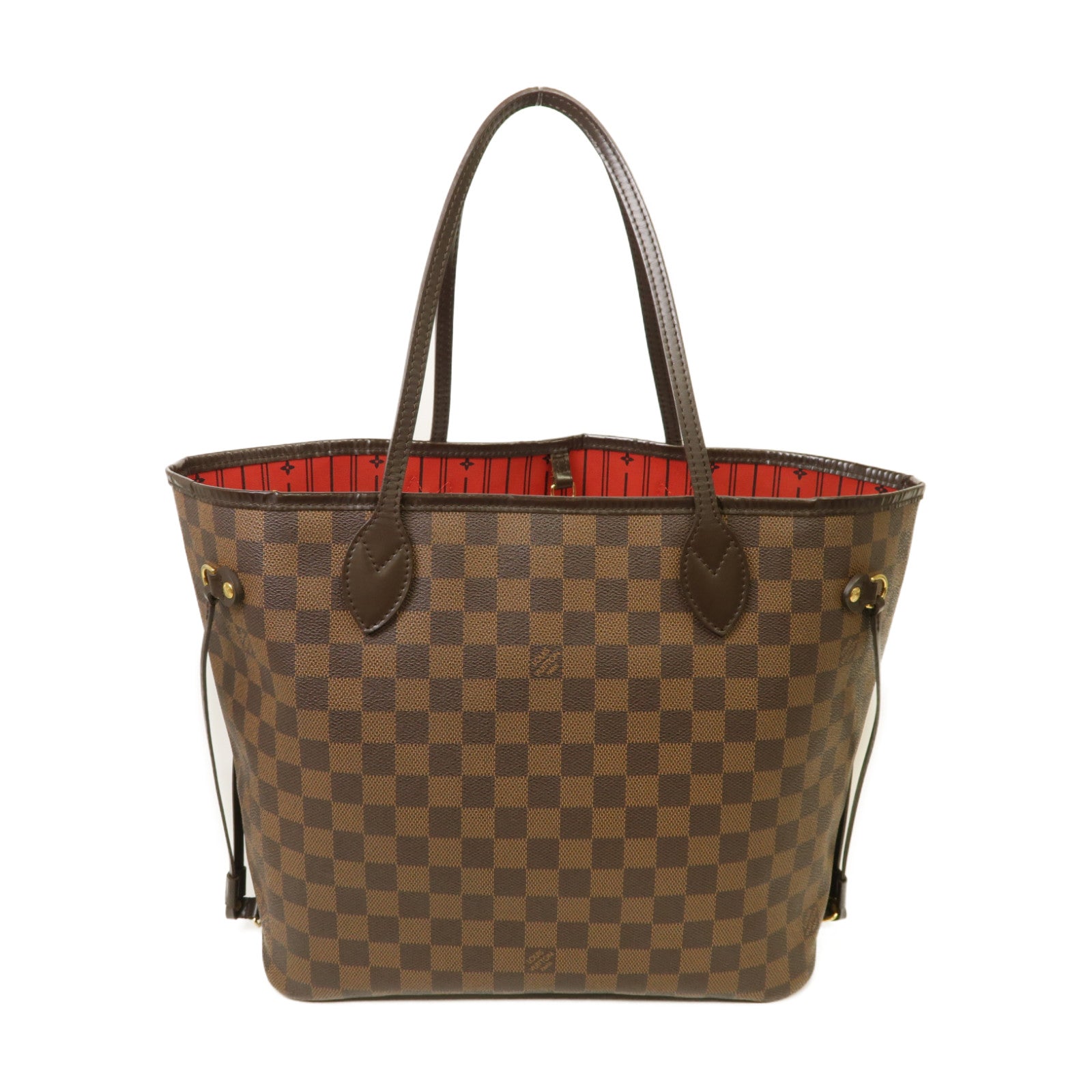 LOUIS VUITTON 【激減優惠】Damier Neverfull MM金扣手挽袋啡色