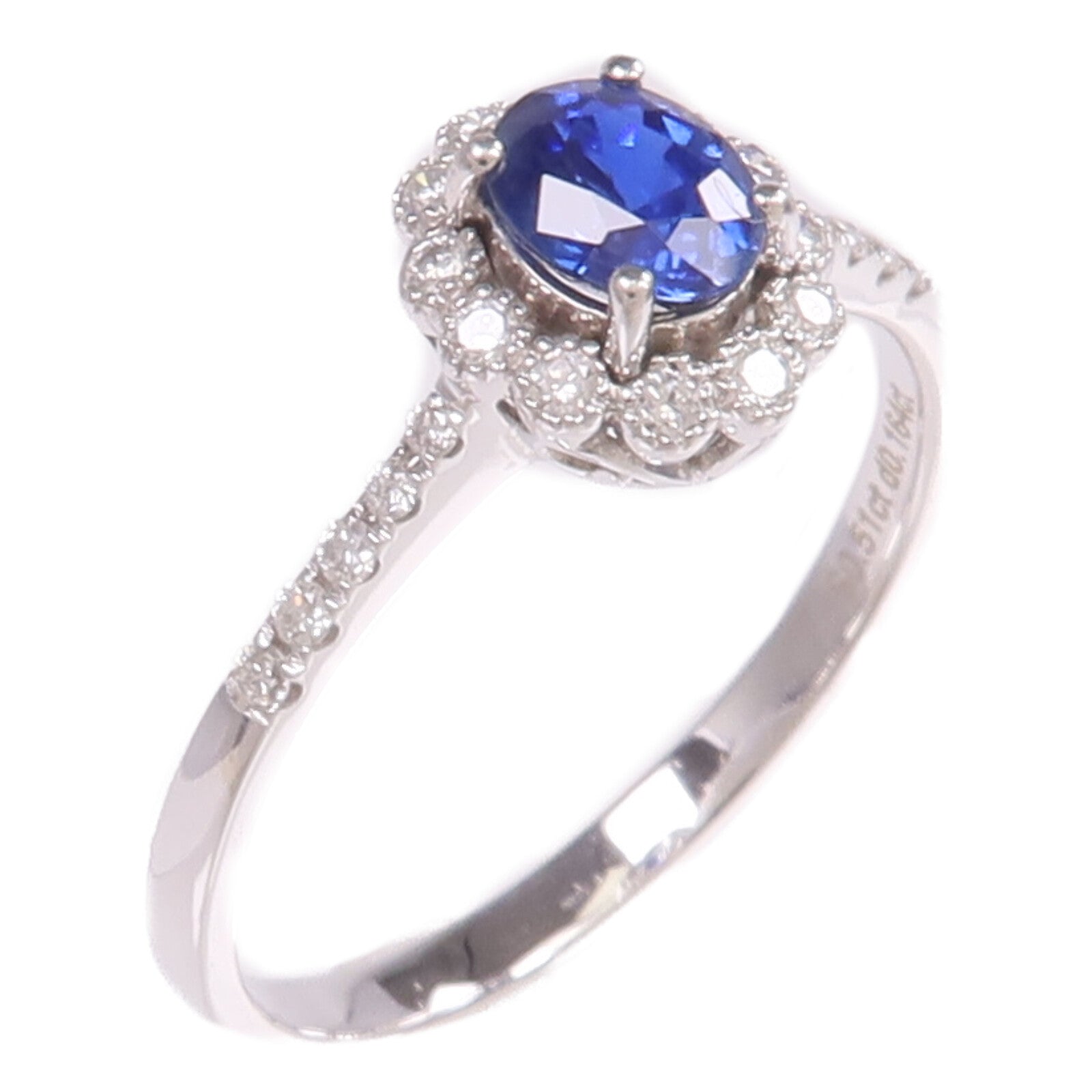 JEWELRY 【激減優惠】18K白金Sapphire Diamond Ring藍寶石/鑽石戒指US#6.5