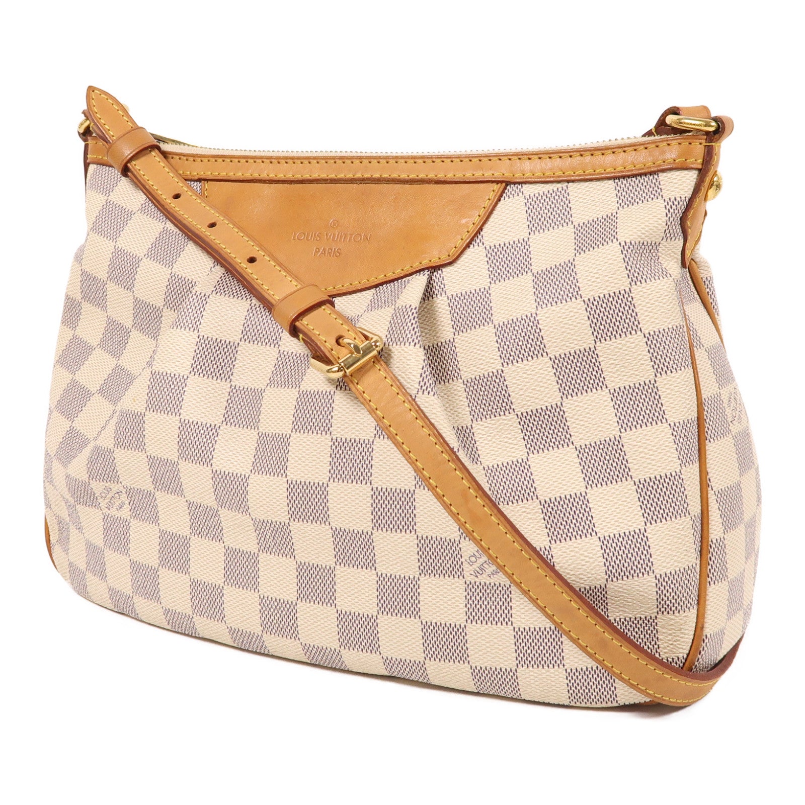 LOUIS VUITTON Damier Azur Siracusa金扣肩背袋