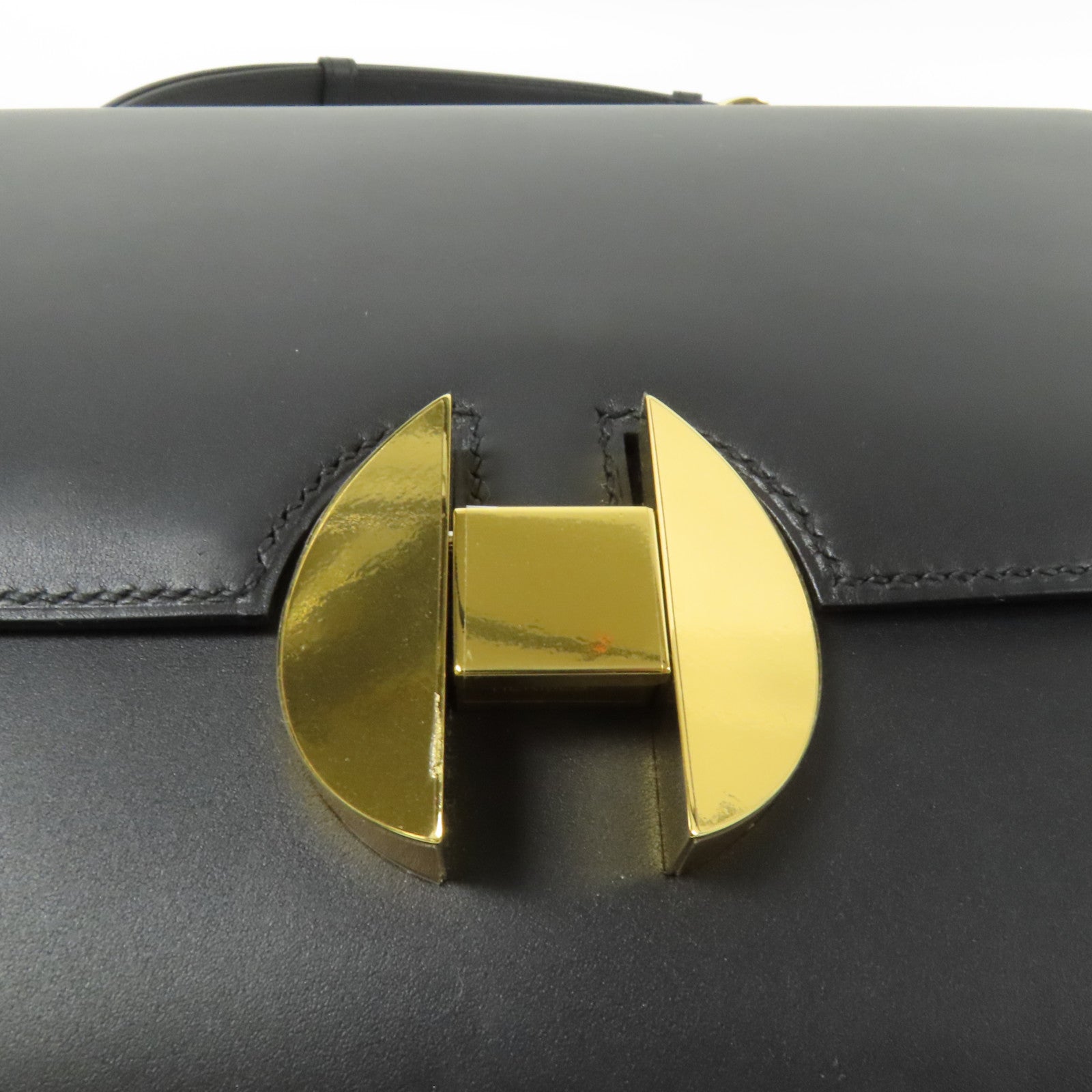 HERMES Box Calf皮革2002 26金扣肩背袋Noir