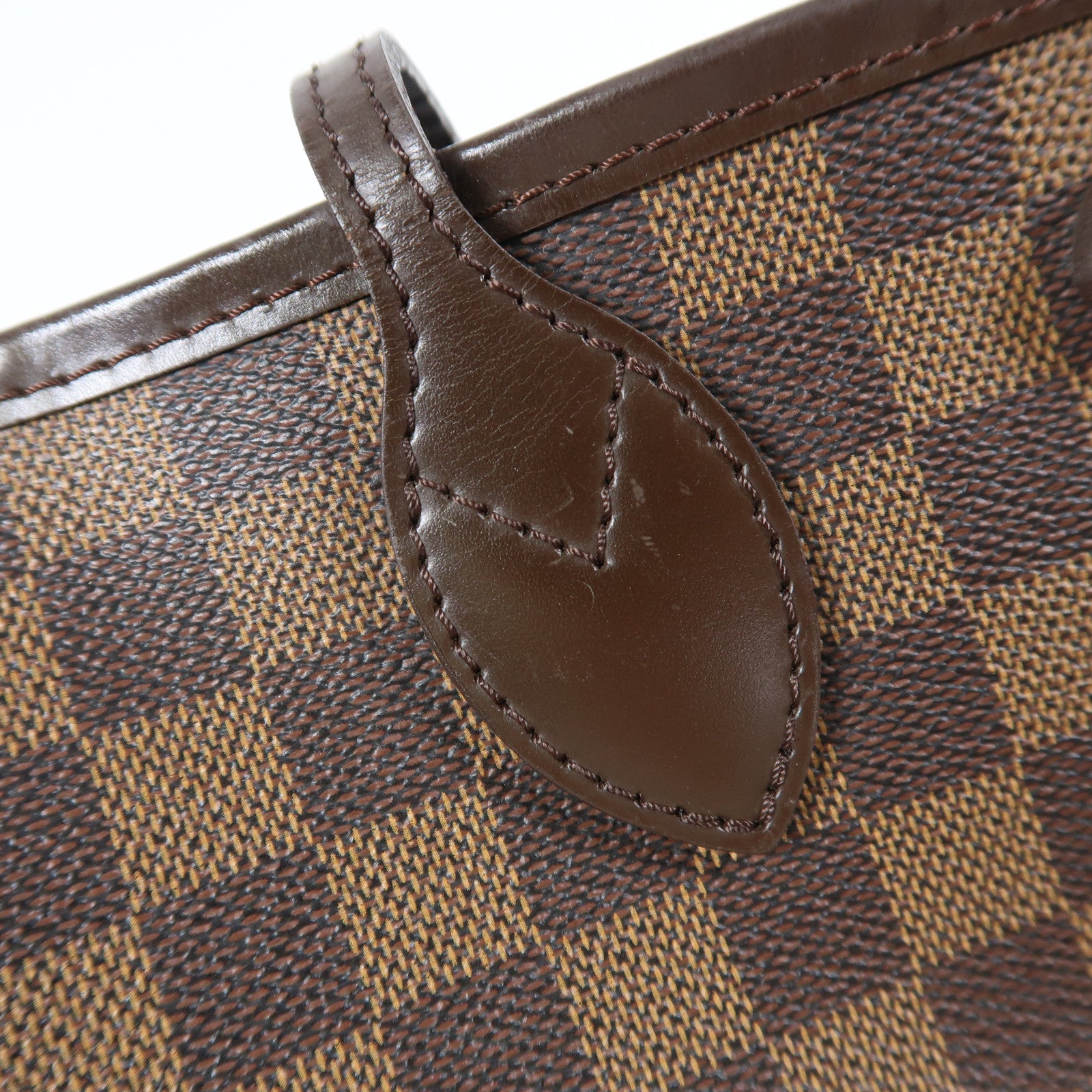 LOUIS VUITTON Damier Neverfull PM金扣手挽袋啡色