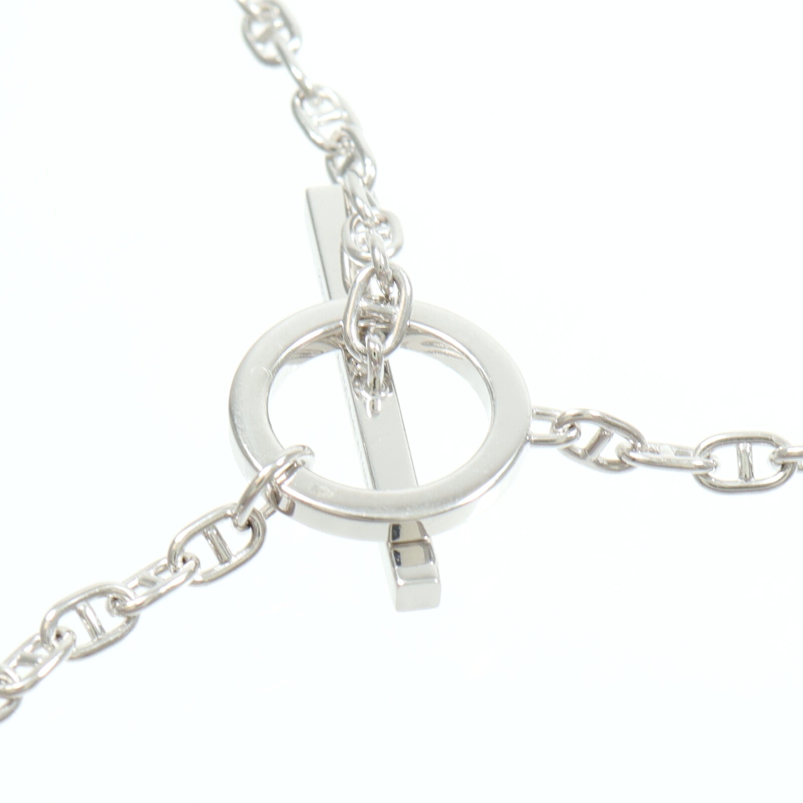 HERMES 18K白金Chaine D'Ancre Contour Pendant Large Model鑽石項鍊