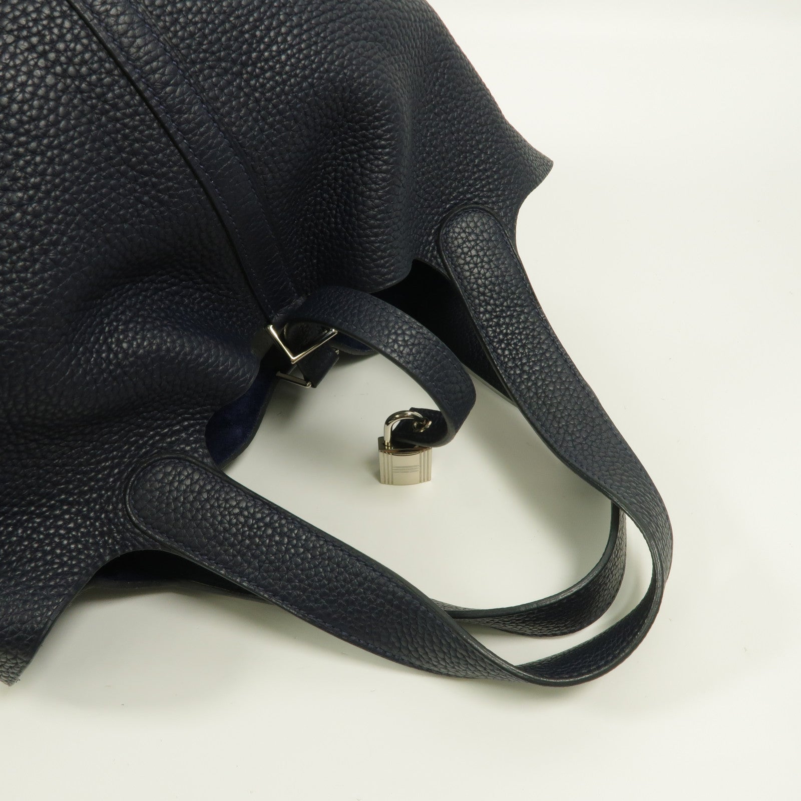 HERMES Clemence皮革Picotin MM手挽袋Bleu Nuit
