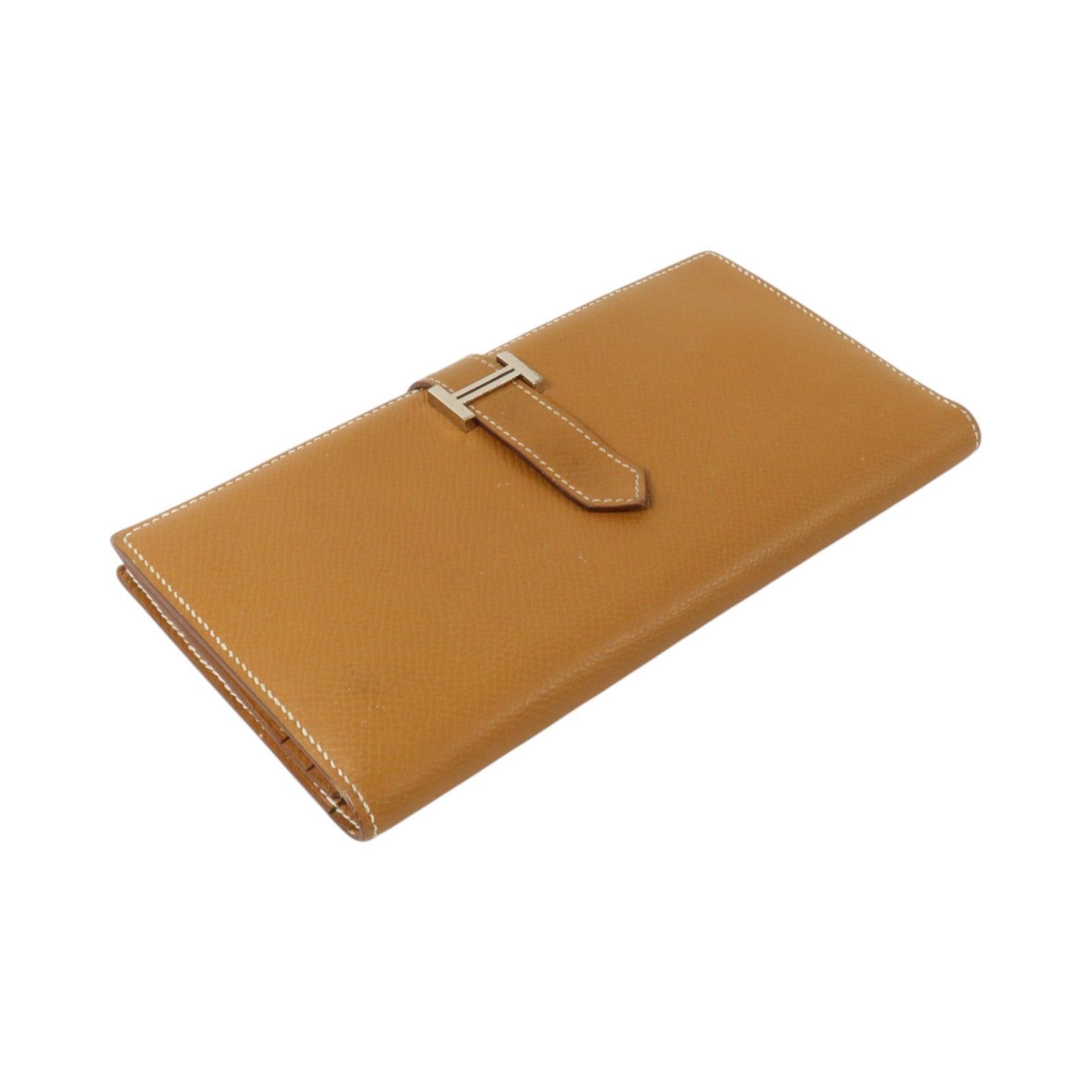 HERMES Epsom皮革Bearn Long Wallet銀扣長錢包Gold