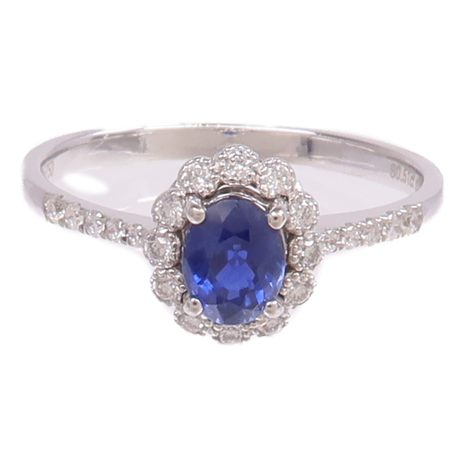 JEWELRY 【激減優惠】18K白金Sapphire Diamond Ring藍寶石/鑽石戒指US#6.5