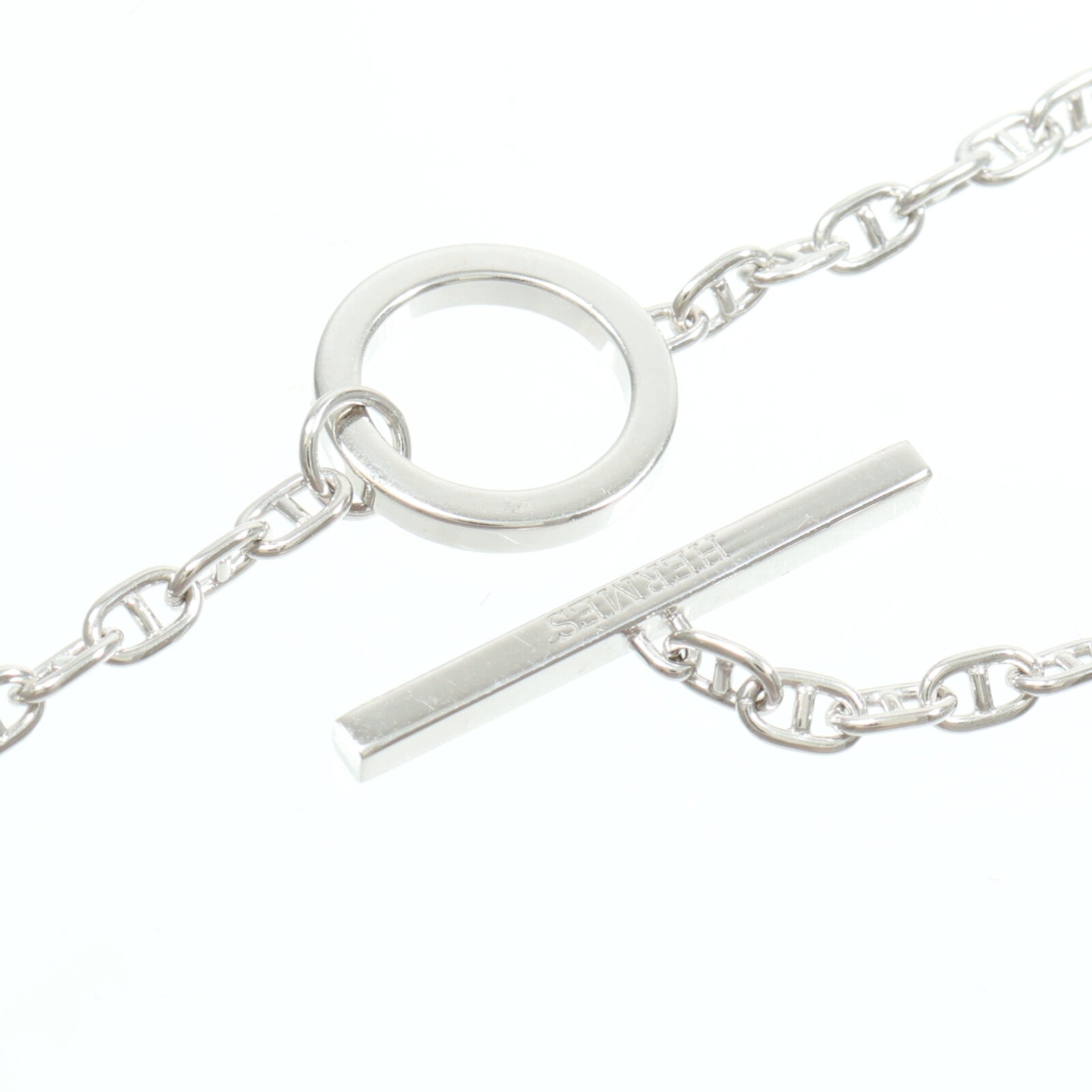 HERMES 18K白金Chaine D'Ancre Contour Pendant Large Model鑽石項鍊