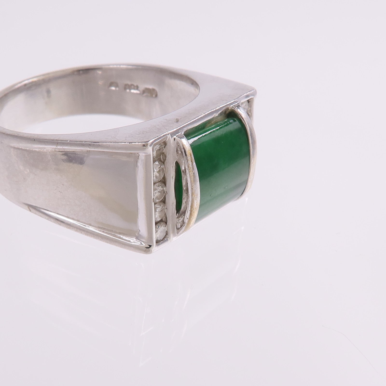 JEWELRY 18K白金Jade Diamond Ring翡翠/鑽石戒指US#9.25
