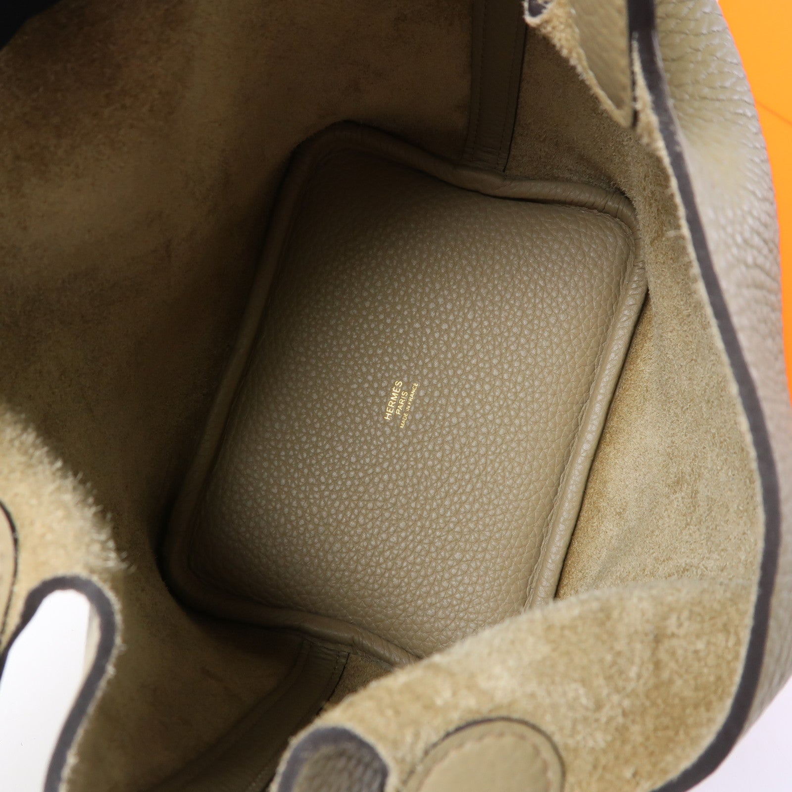 HERMES Clemence皮革Picotin PM金扣手挽袋Beige Marfa