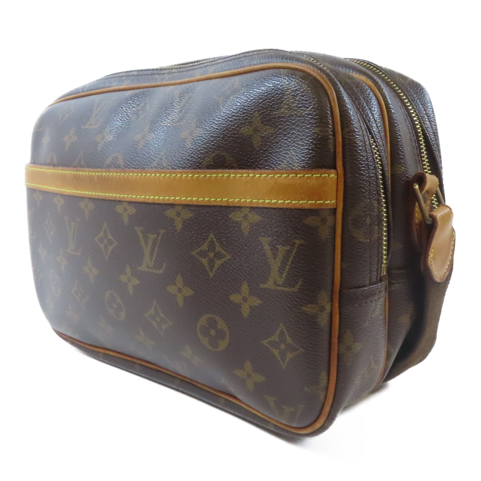 LOUIS VUITTON Monogram Reporter PM金扣肩背袋啡色