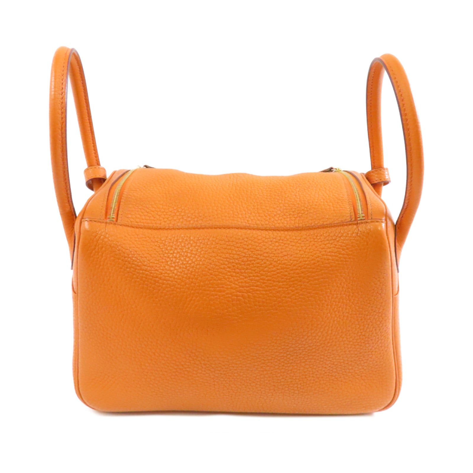 HERMES 【激減優惠】Clemence皮革Lindy 26金扣手挽肩背兩用袋Orange/橙色