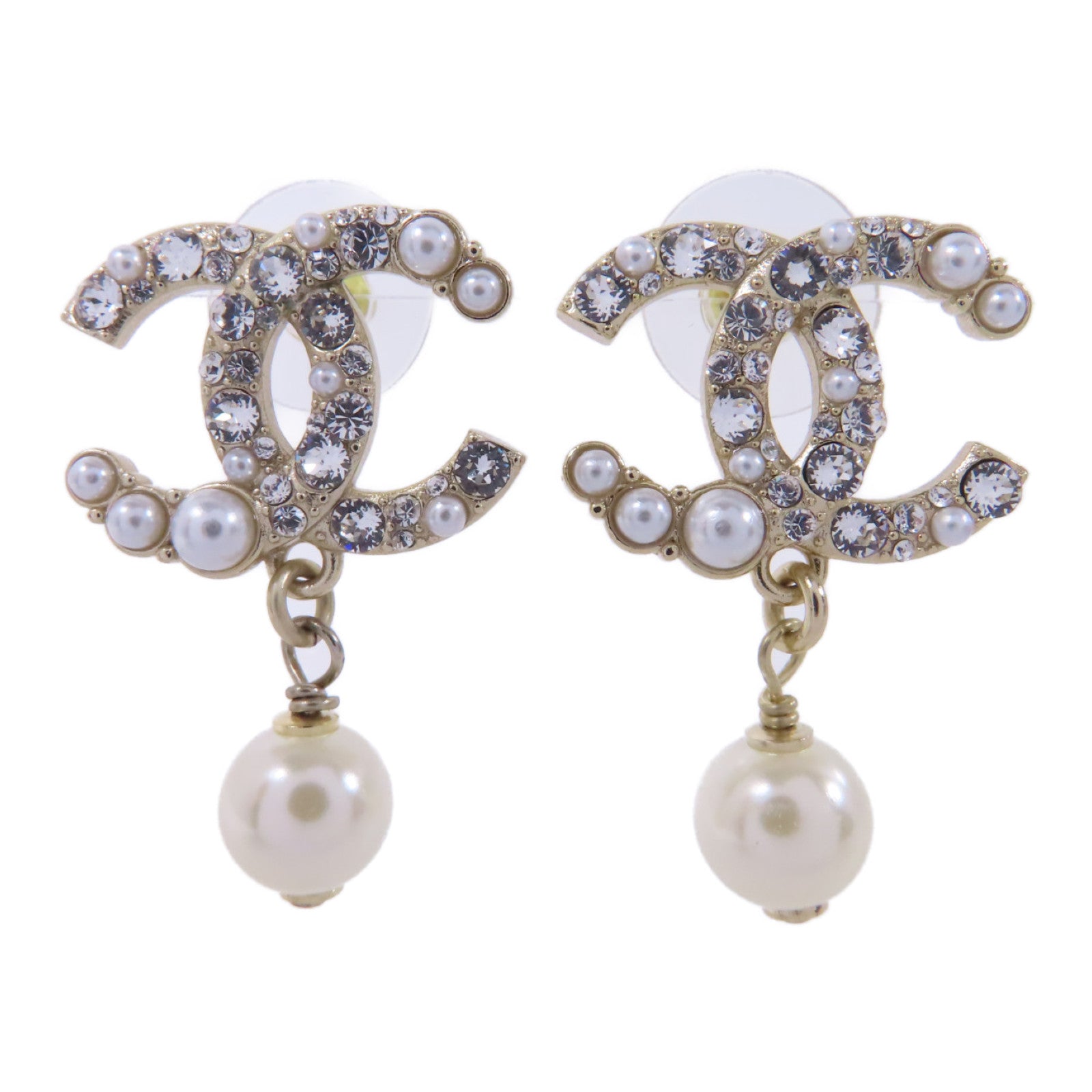 CHANEL PVC/金屬Earrings耳環白色/金色/透明