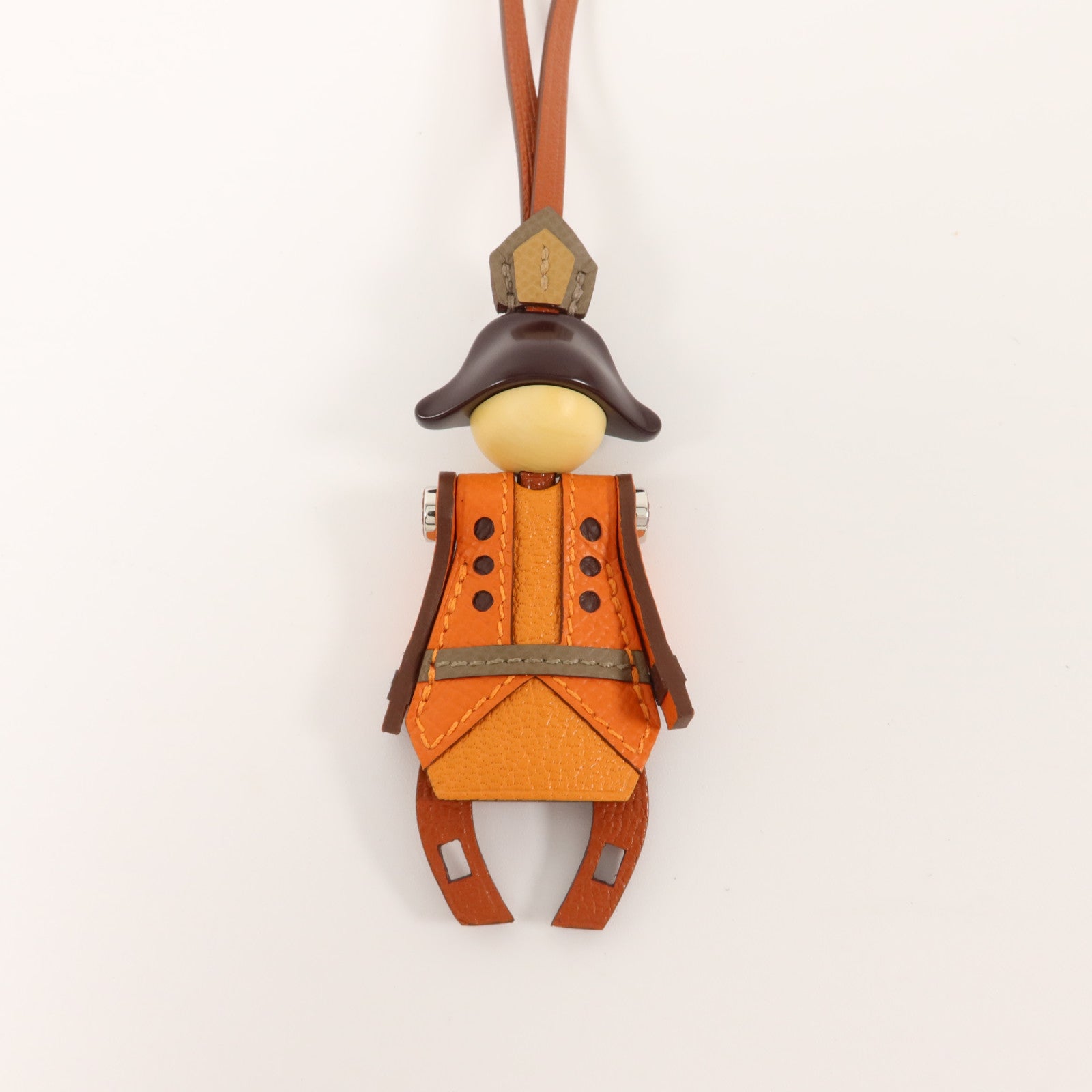 HERMES Epsom皮革/Mysore皮革Artificier Charm掛飾Cuivre/Feu/Orange