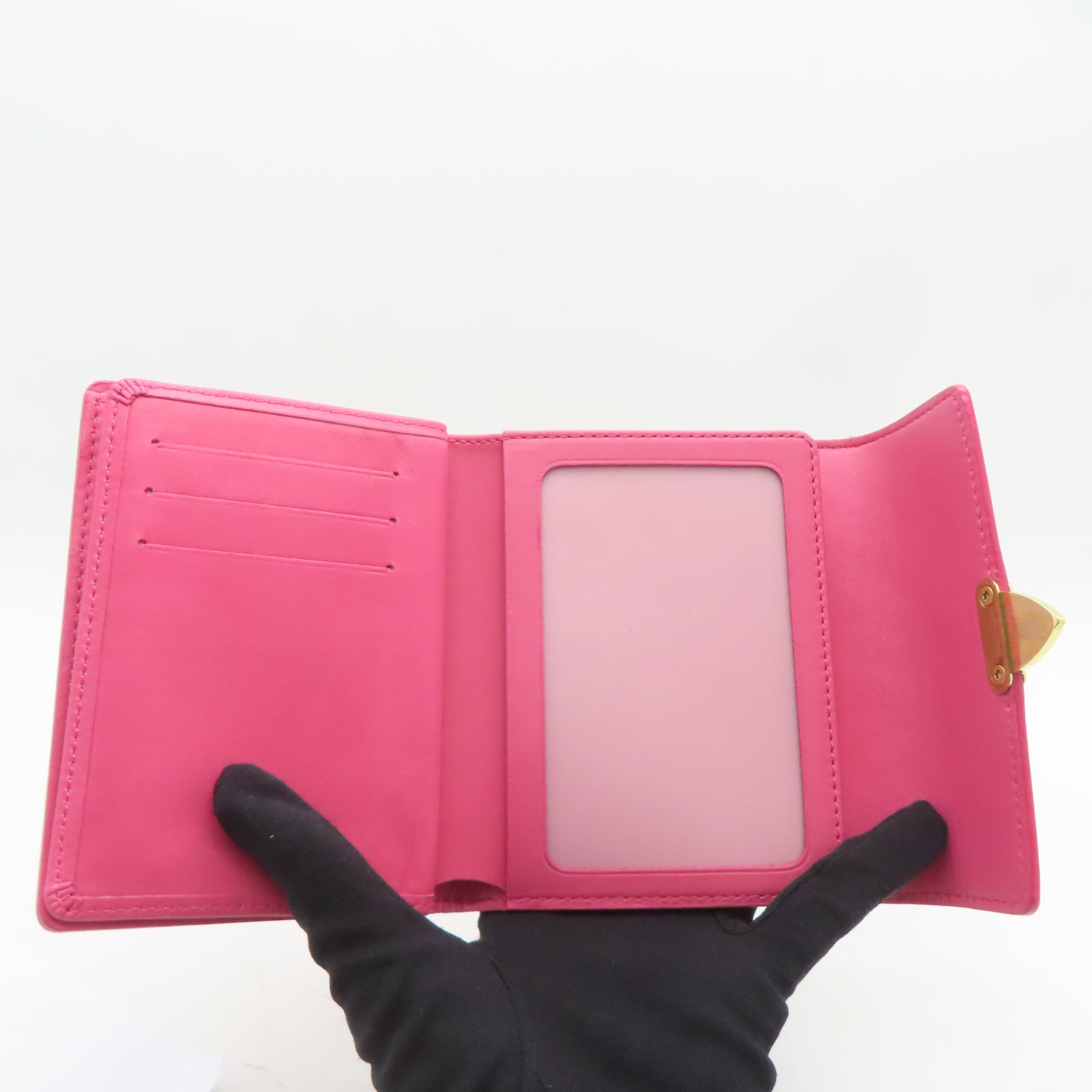 LOUIS VUITTON 【激減優惠】Monogram Vernis Wallet金扣錢包粉紅色