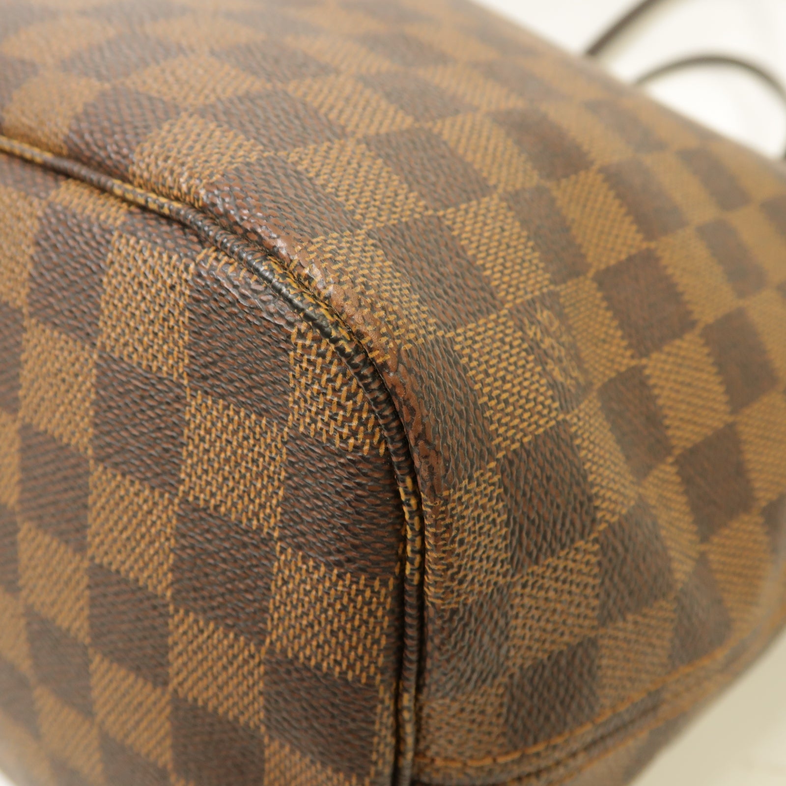 LOUIS VUITTON 【激減優惠】Damier Neverfull MM金扣手挽袋啡色