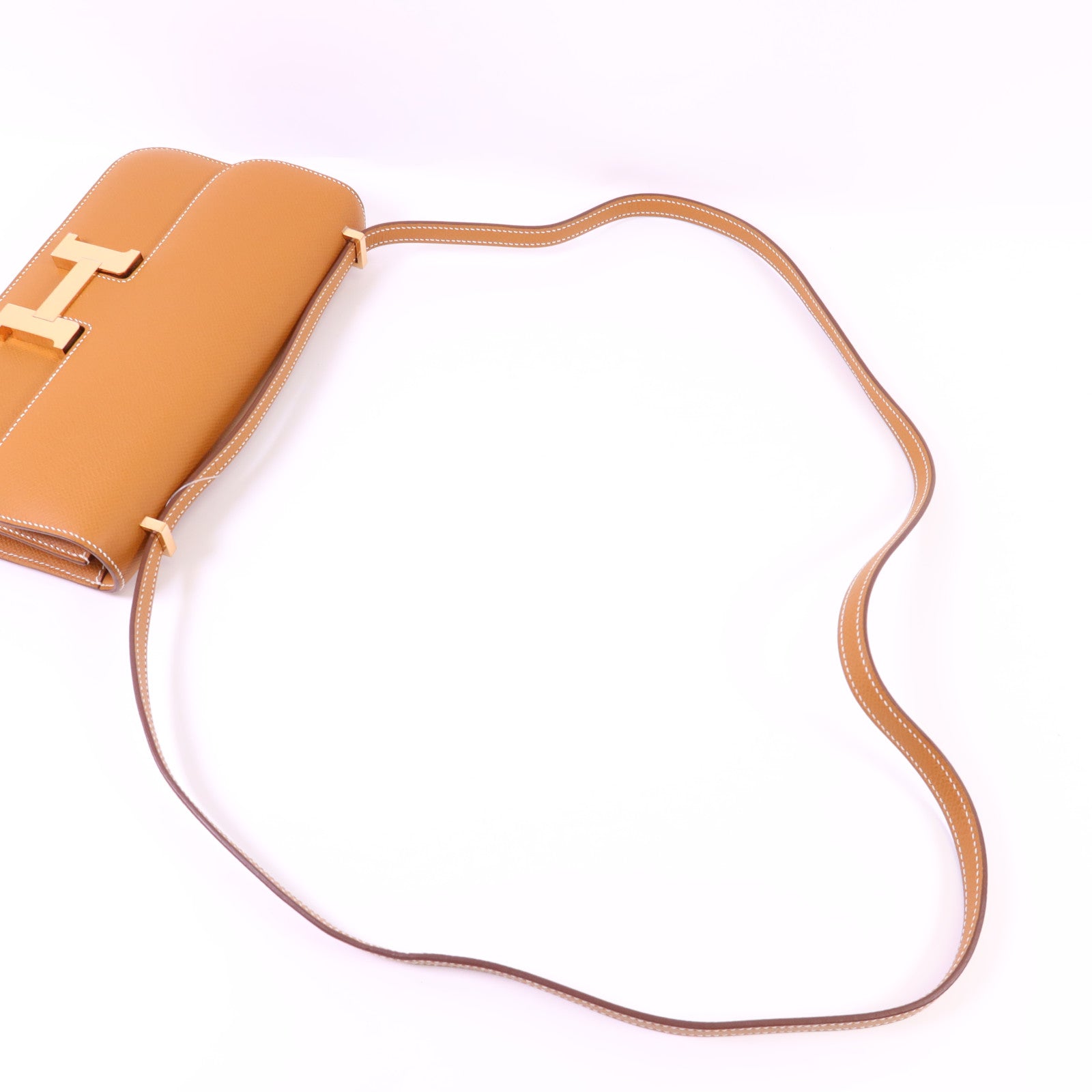 HERMES Epsom皮革Constance Elan金扣肩背袋Gold
