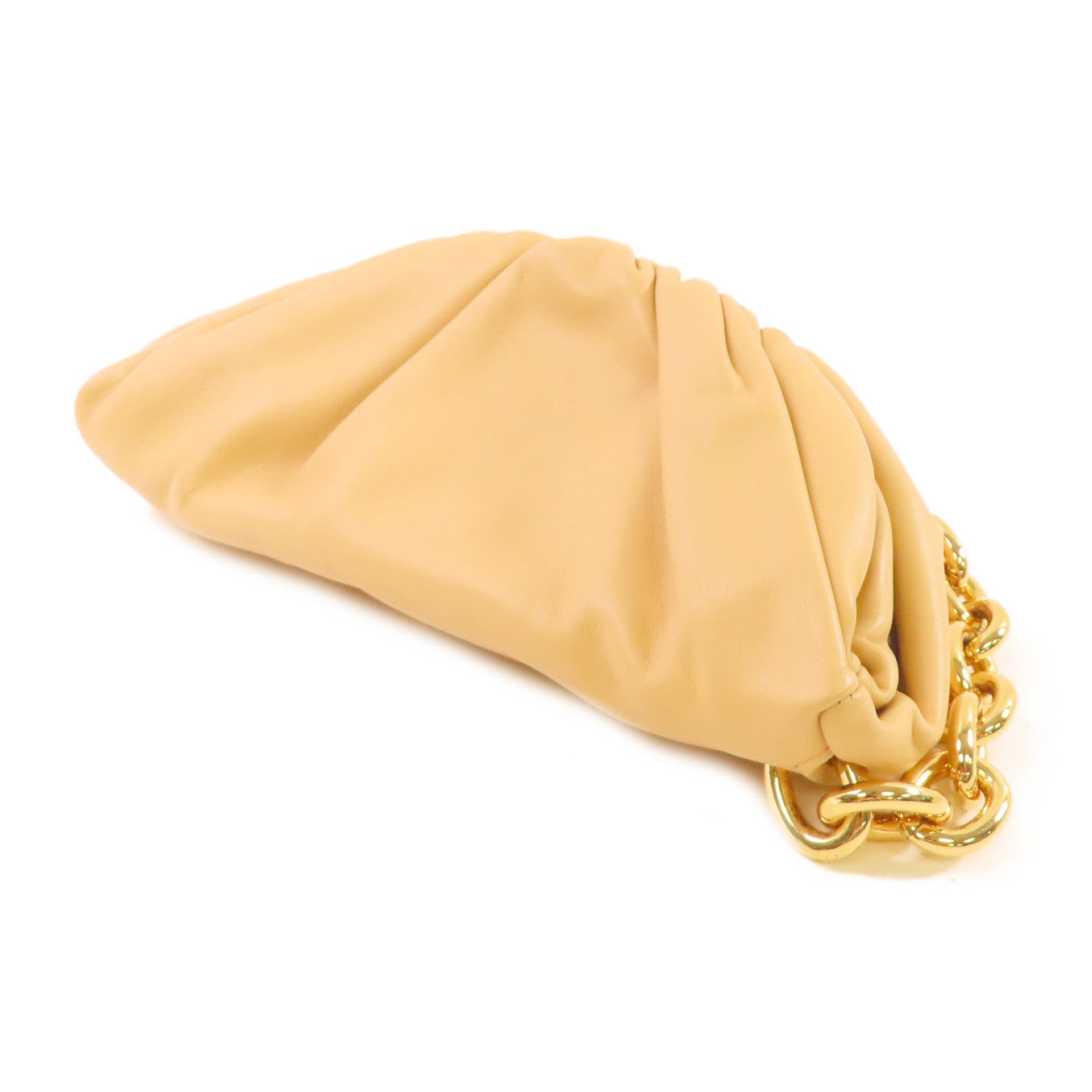 BOTTEGA VENETA 牛皮皮革The Belt Chaon Pouch Waist Bag金扣鏈帶腰包杏色