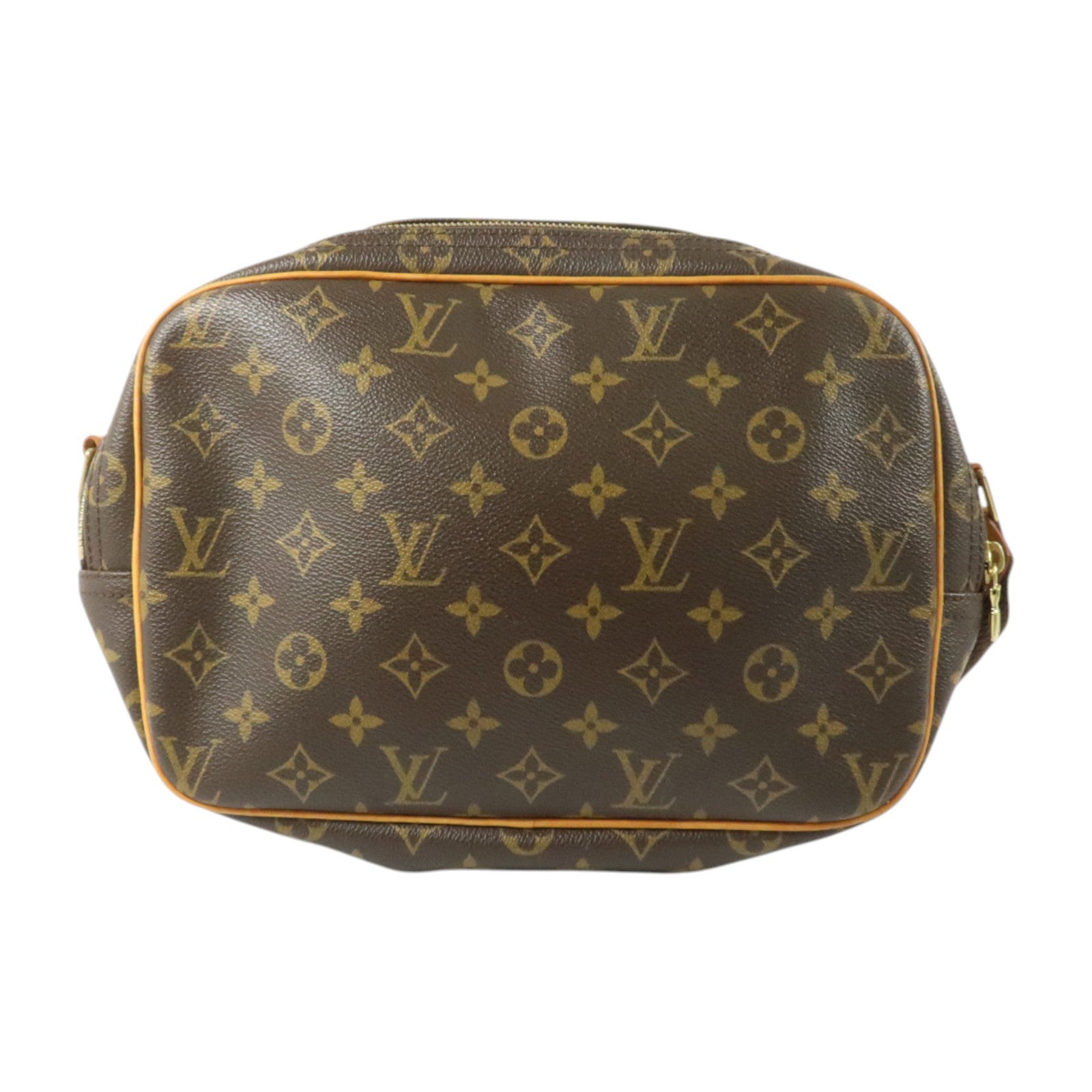 LOUIS VUITTON Monogram Reporter PM金扣肩背袋棕色