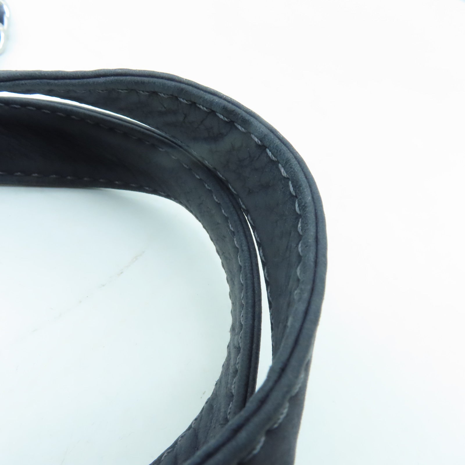 CHANEL 麂皮皮革2 Way Chain Shoulder銀扣手挽肩背兩用袋深藍色