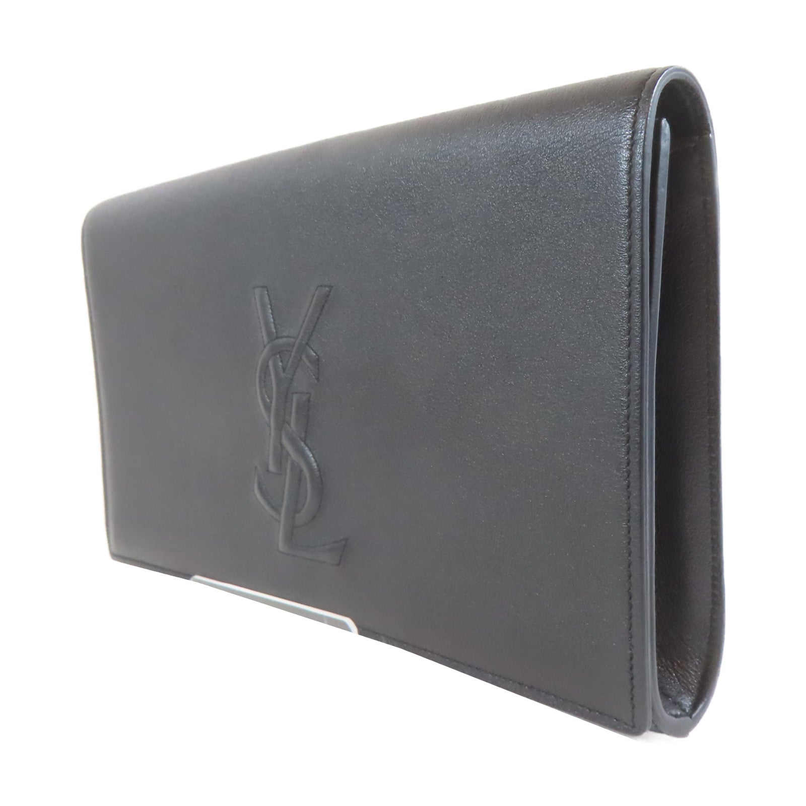 SAINT LAURENT 牛皮皮革Cult金扣手拿包黑色