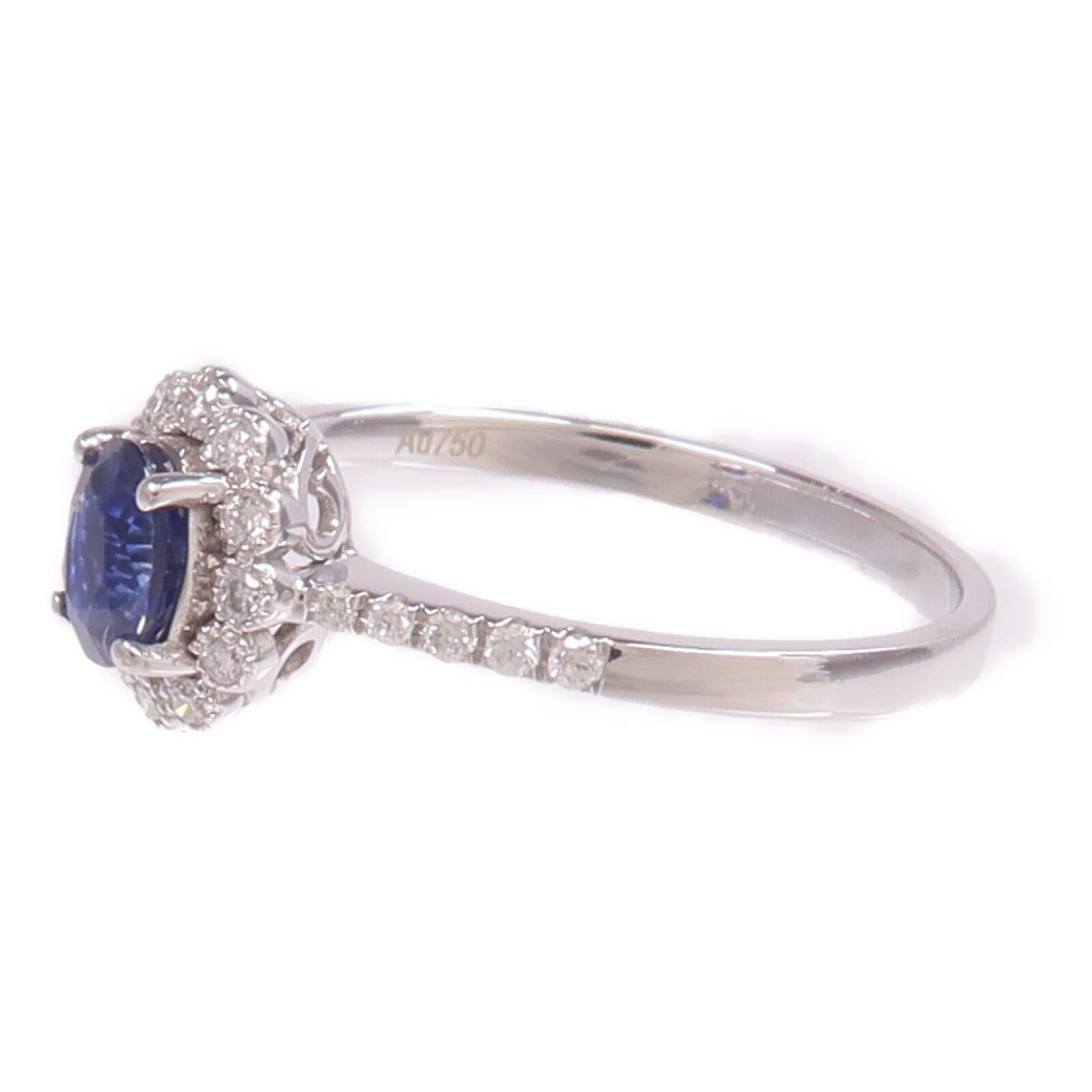 JEWELRY 【激減優惠】18K白金Sapphire Diamond Ring藍寶石/鑽石戒指US#6.5